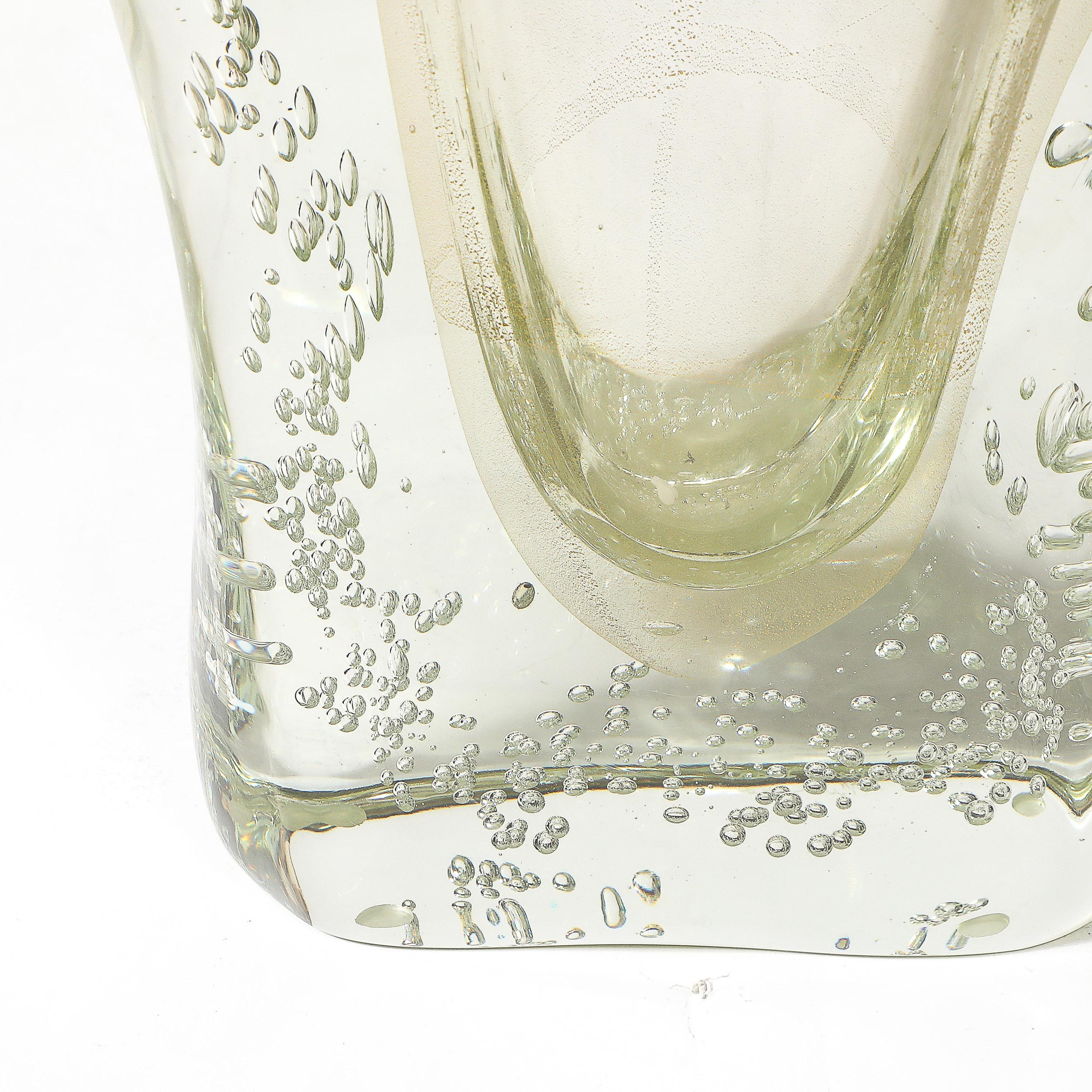 Rippling Bone Form mundgeblasenem Murano Glas Vase W / Bullicante & Gold Flecken im Angebot 6