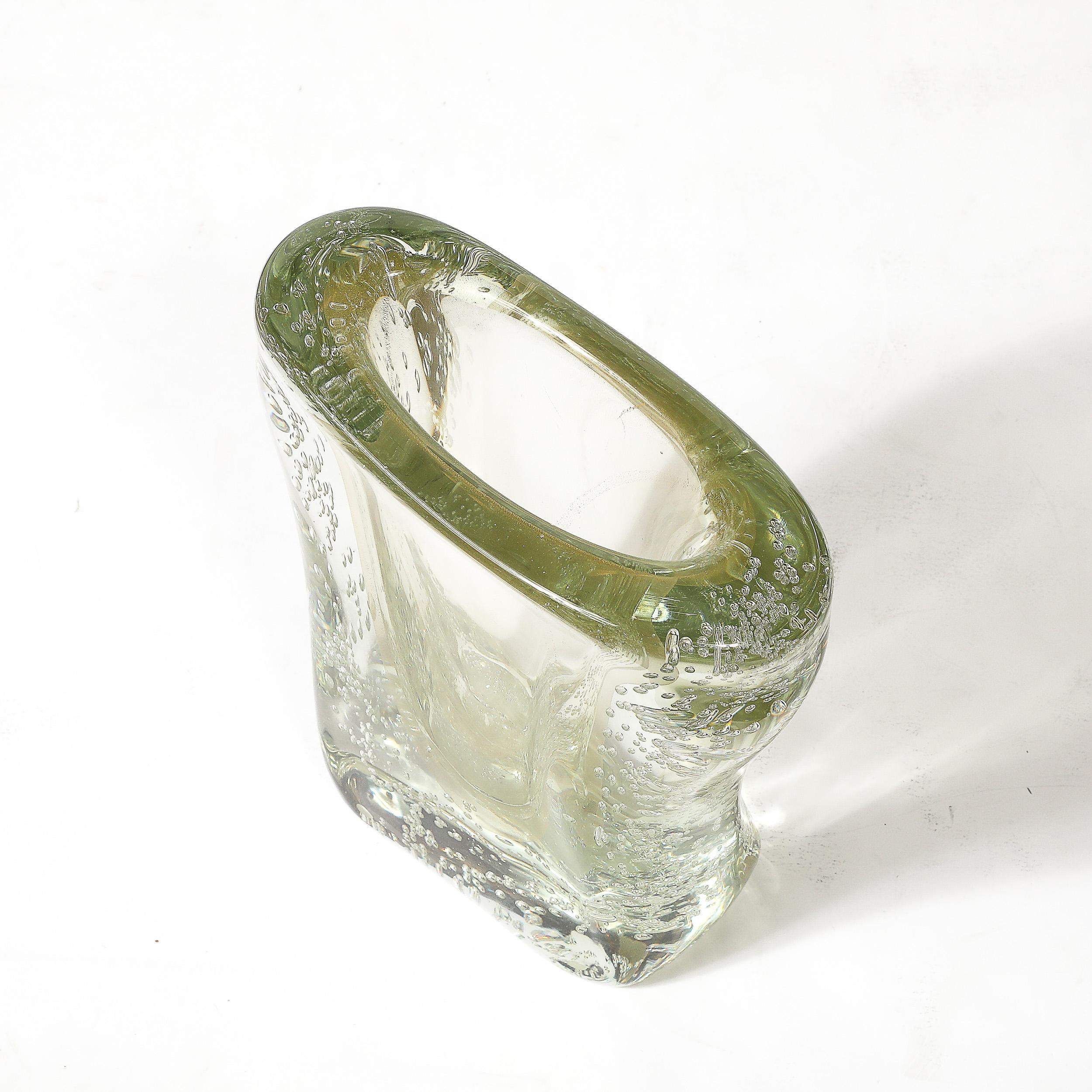 Rippling Bone Form mundgeblasenem Murano Glas Vase W / Bullicante & Gold Flecken im Angebot 7
