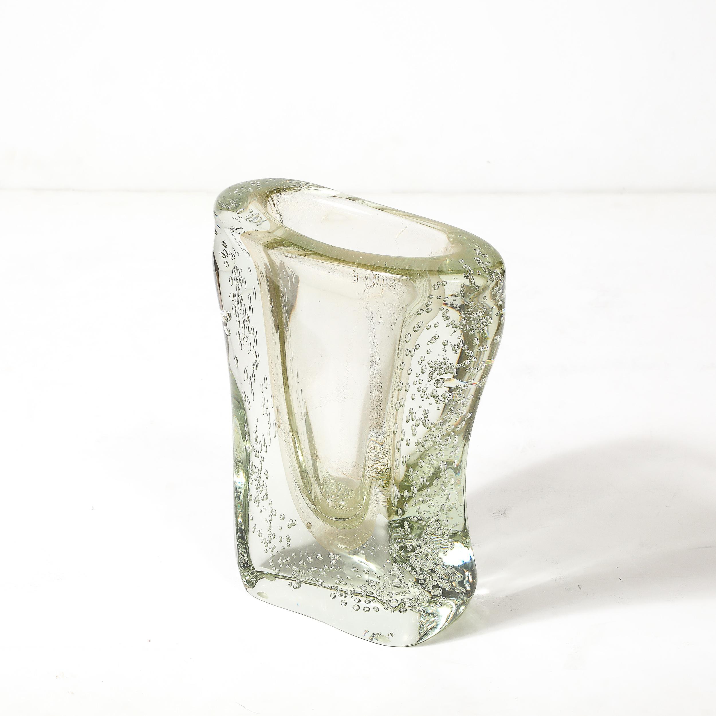 Rippling Bone Form mundgeblasenem Murano Glas Vase W / Bullicante & Gold Flecken im Angebot 8
