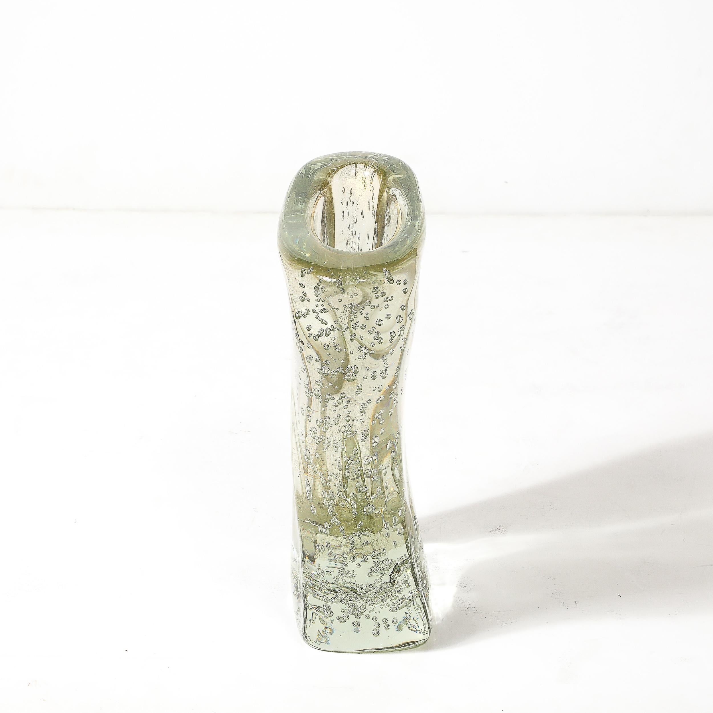 Rippling Bone Form mundgeblasenem Murano Glas Vase W / Bullicante & Gold Flecken im Angebot 9