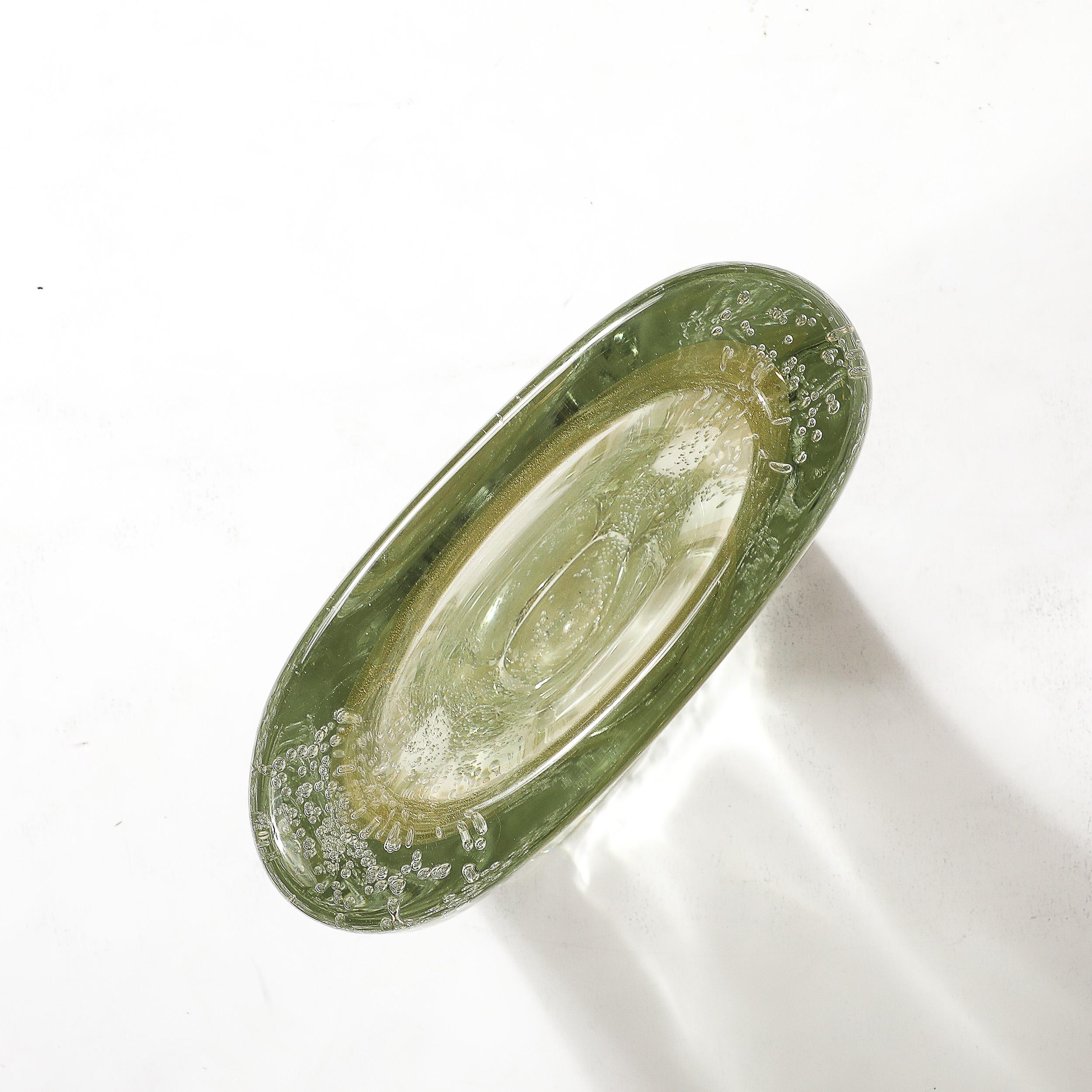 Rippling Bone Form mundgeblasenem Murano Glas Vase W / Bullicante & Gold Flecken im Angebot 10