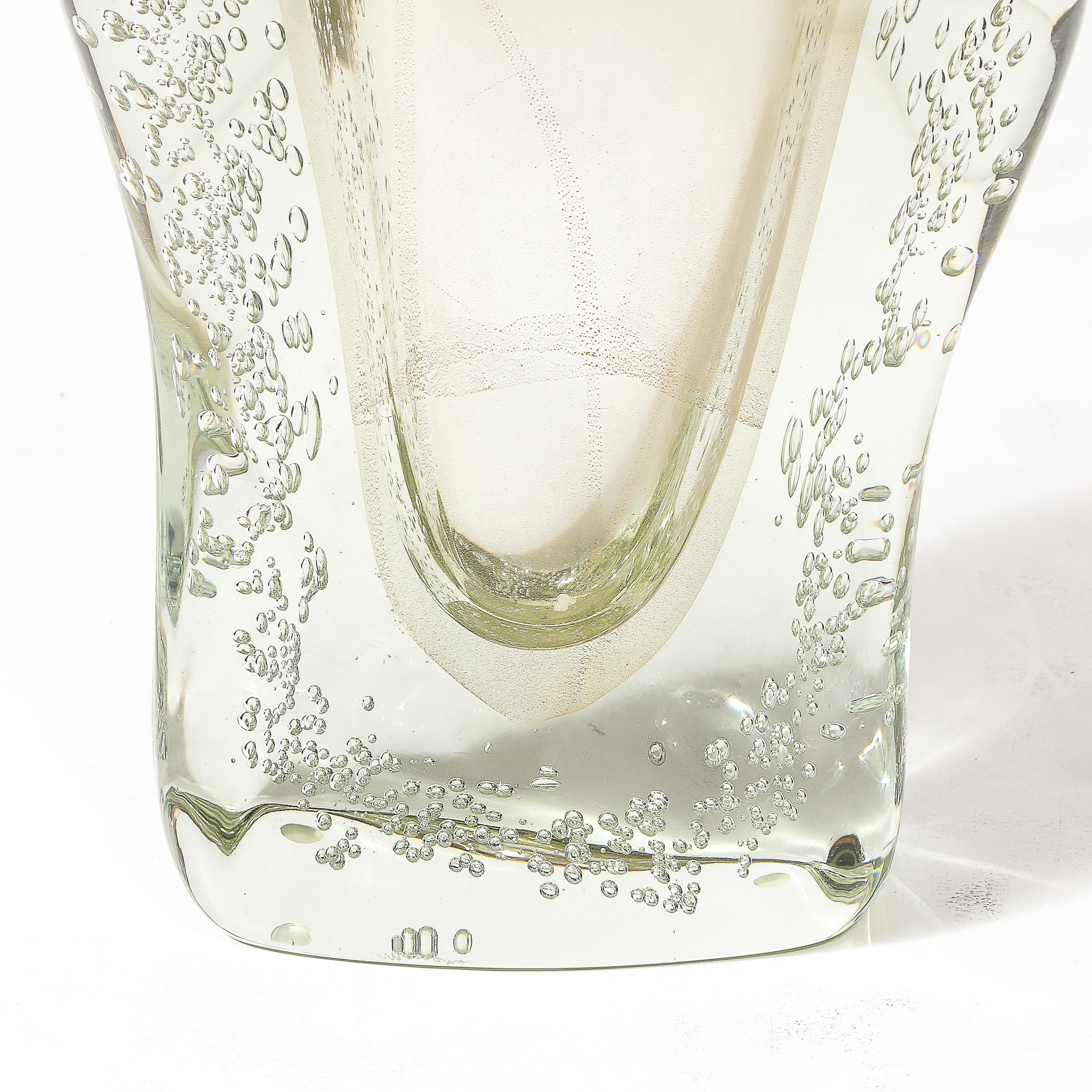 Rippling Bone Form mundgeblasenem Murano Glas Vase W / Bullicante & Gold Flecken (Moderne) im Angebot