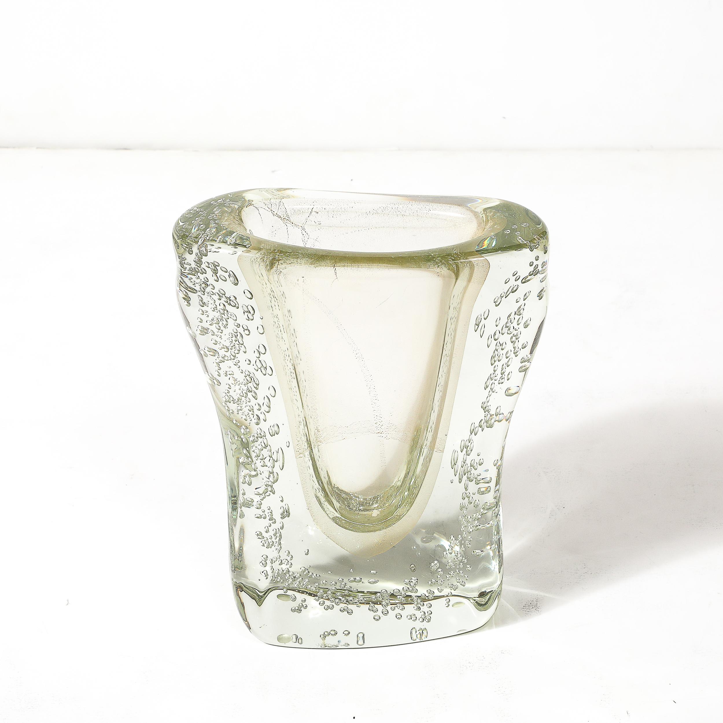 Rippling Bone Form mundgeblasenem Murano Glas Vase W / Bullicante & Gold Flecken (Italienisch) im Angebot