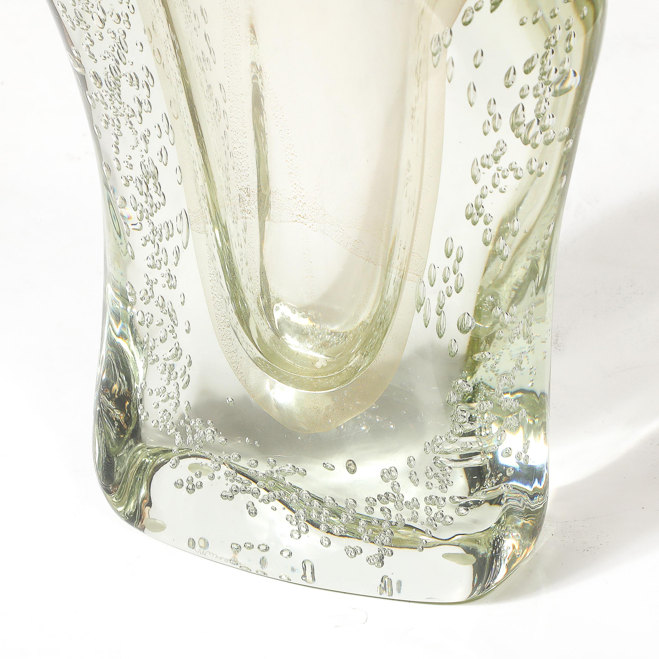 Rippling Bone Form mundgeblasenem Murano Glas Vase W / Bullicante & Gold Flecken (21. Jahrhundert und zeitgenössisch) im Angebot