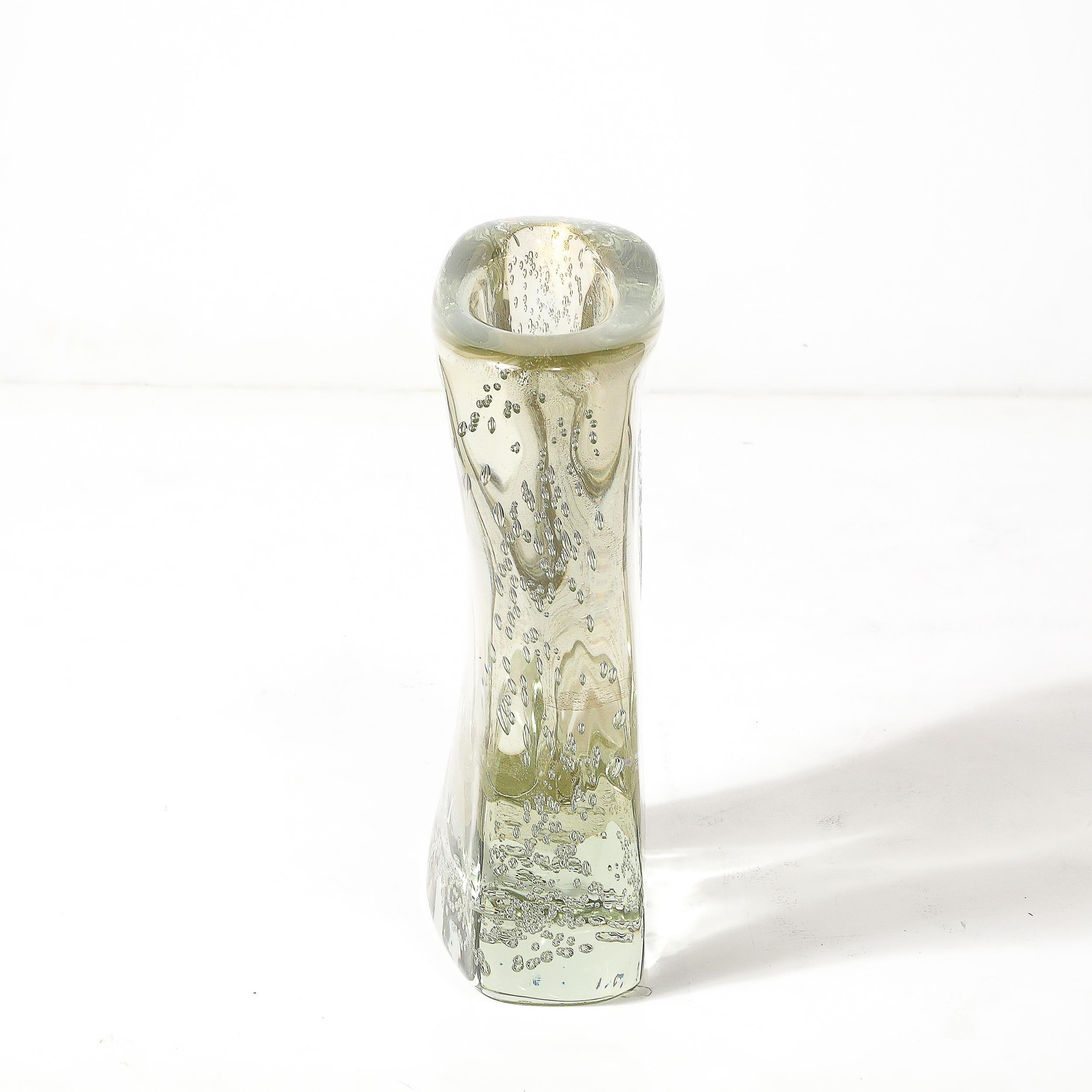 Rippling Bone Form mundgeblasenem Murano Glas Vase W / Bullicante & Gold Flecken im Angebot 2