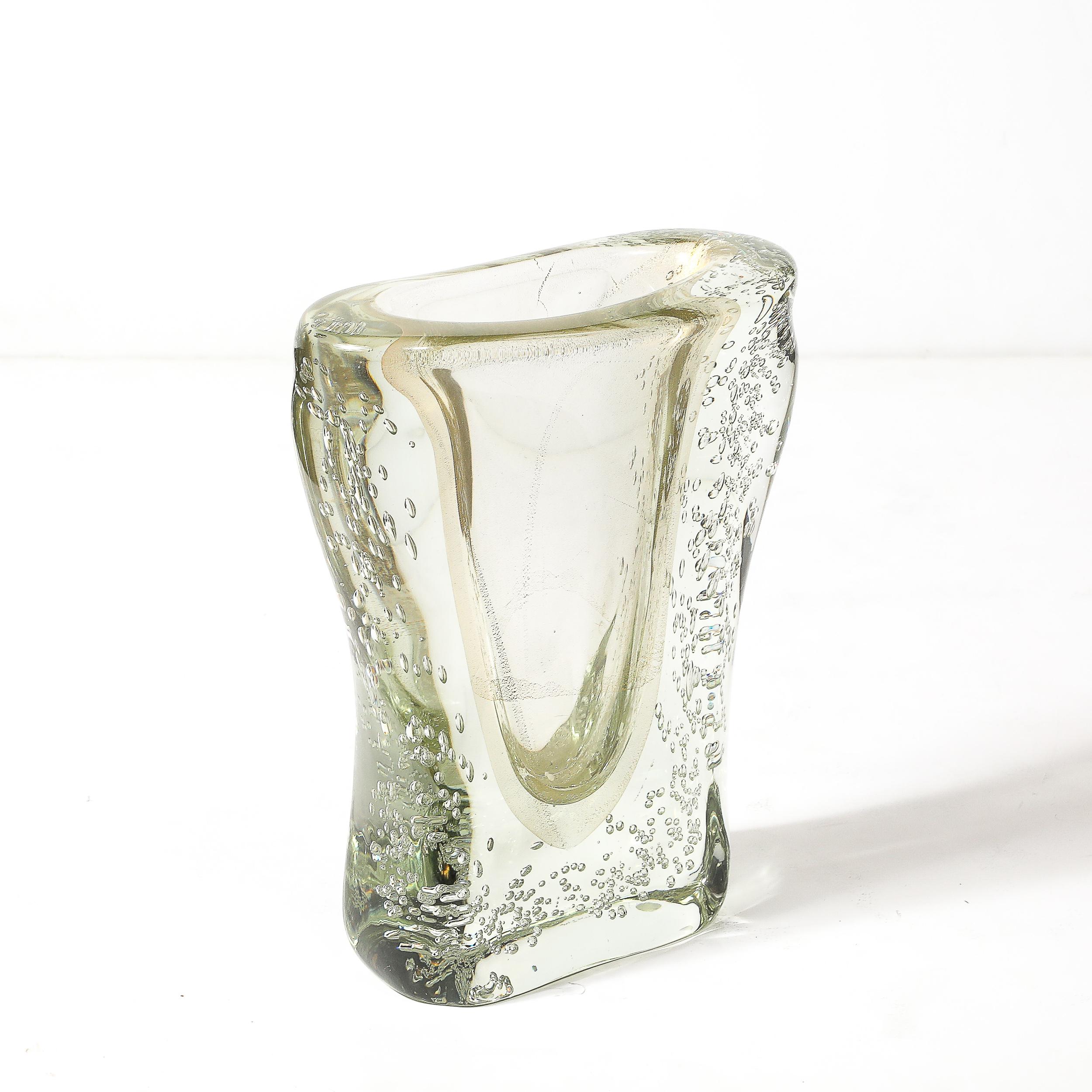 Rippling Bone Form mundgeblasenem Murano Glas Vase W / Bullicante & Gold Flecken im Angebot 3
