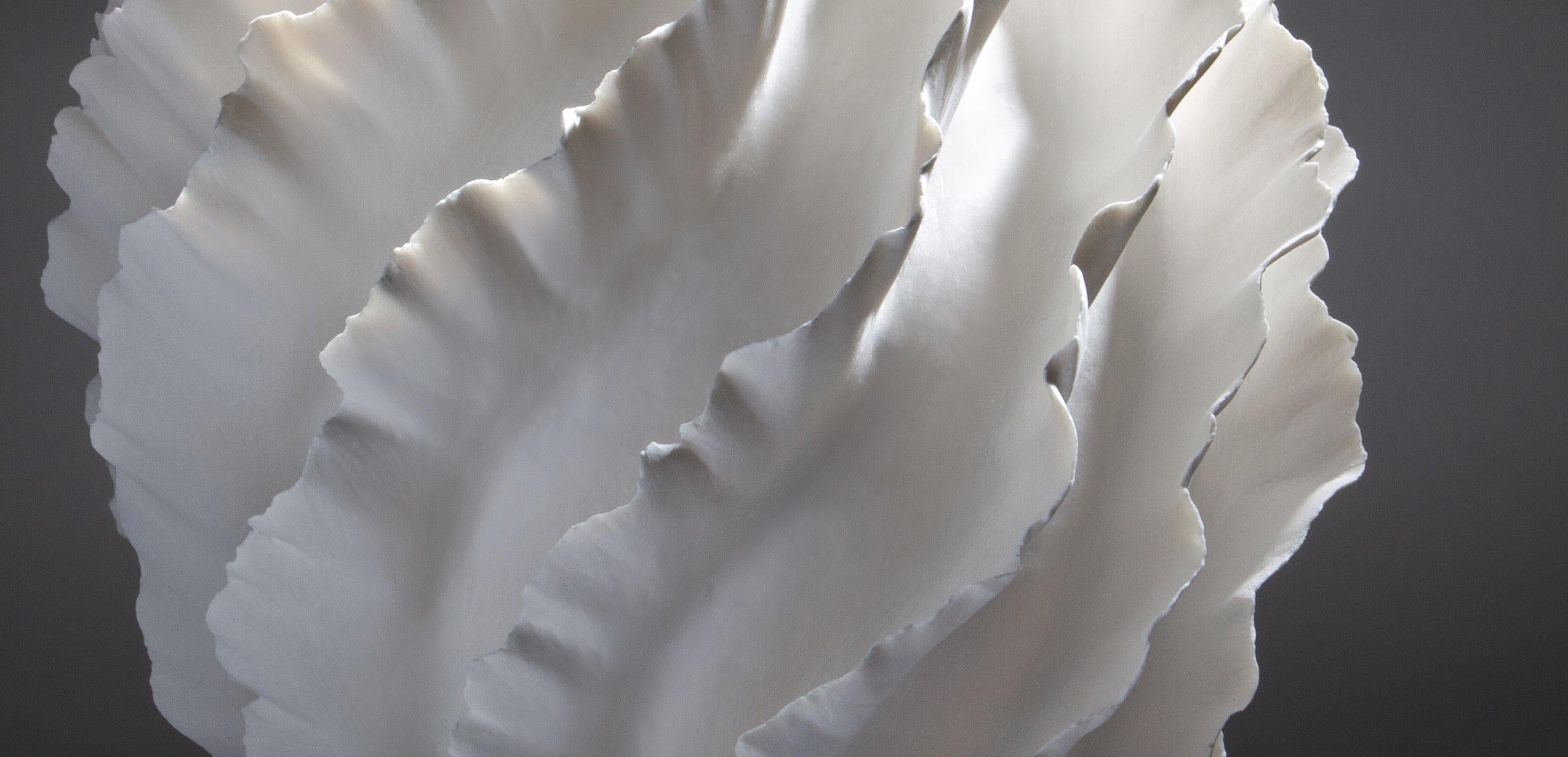 Contemporary Rippling White Ruffled Abstract Sculpture, Sandra Davolio For Sale