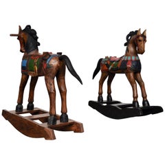 Reproduction of painted wood rocking horses, ethnic 1950s