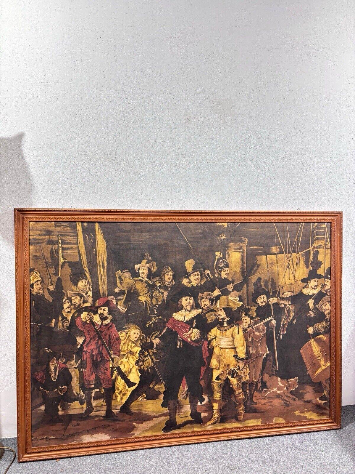 Reproducción de La ronda de noche de Rembrandt, técnica mixta sobre lienzo Italian en venta