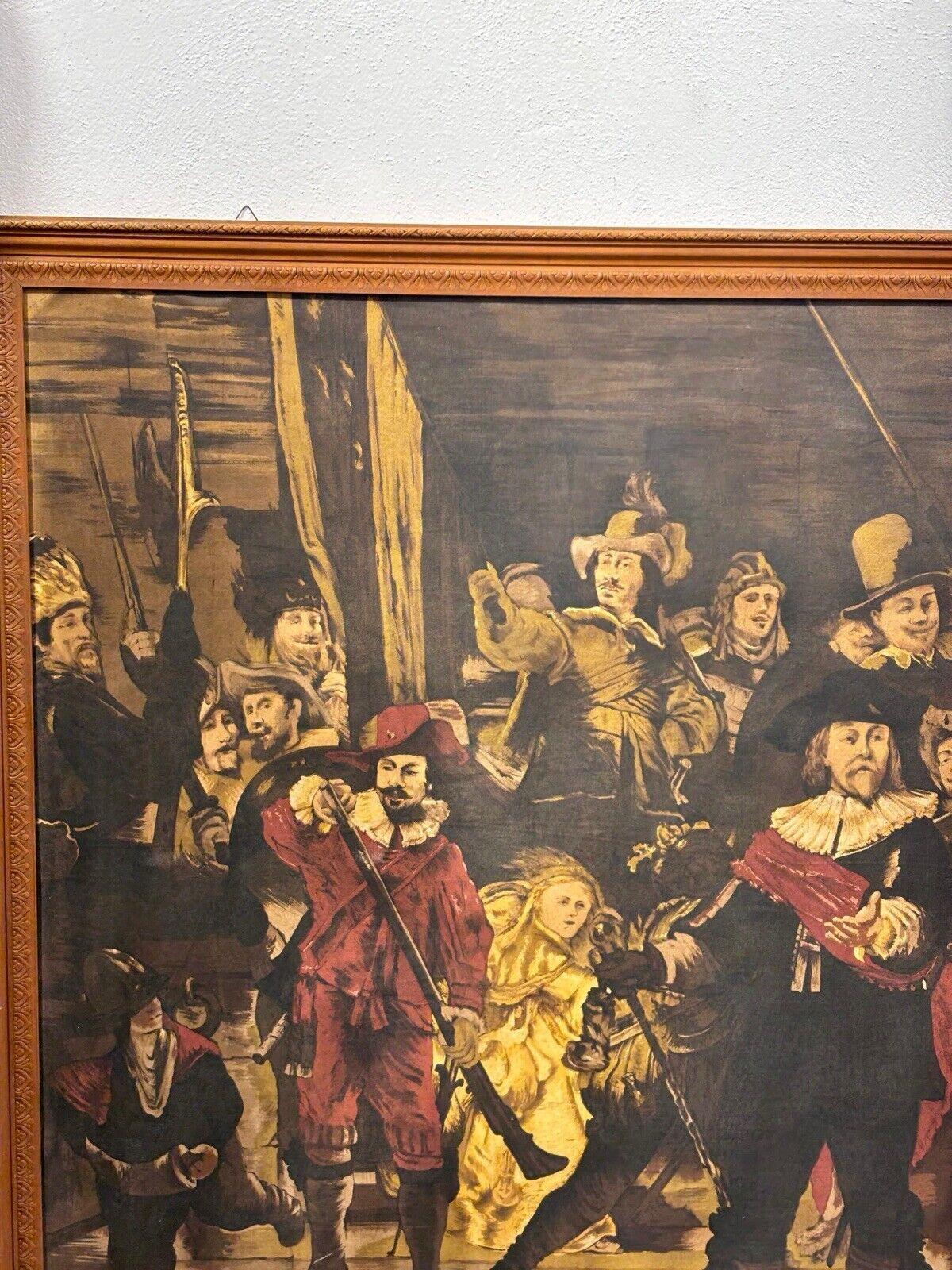 Reproducción de La ronda de noche de Rembrandt, técnica mixta sobre lienzo en Bueno estado para la venta en Taranto, IT