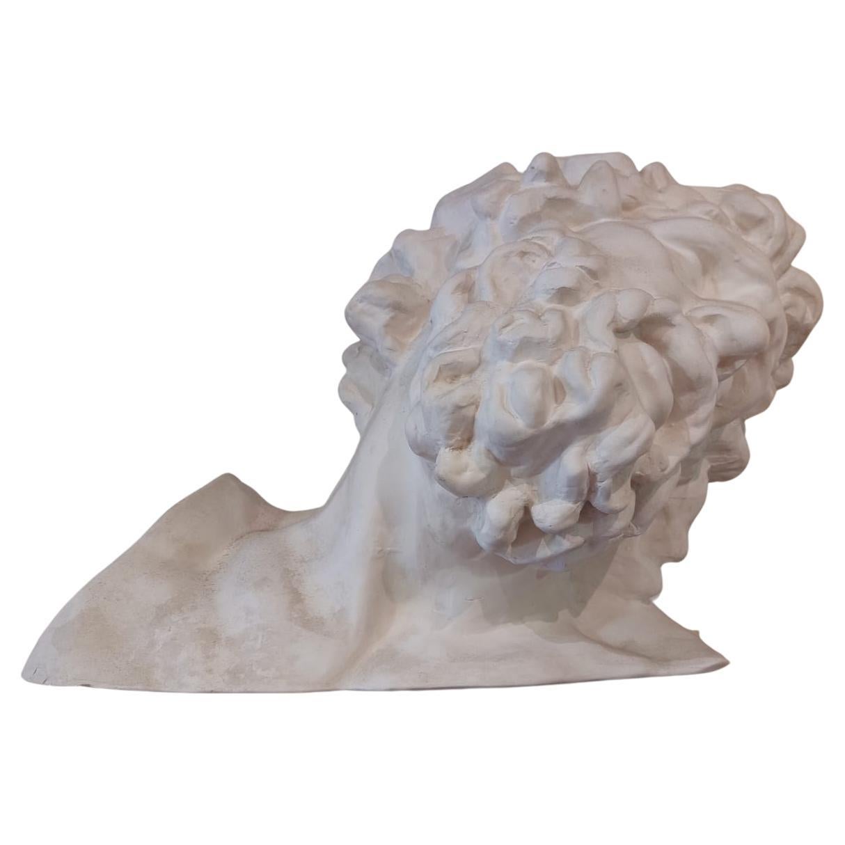 Reproducción en cerámica bizcochada de la cabeza de Laocoonte Grecorromano en venta