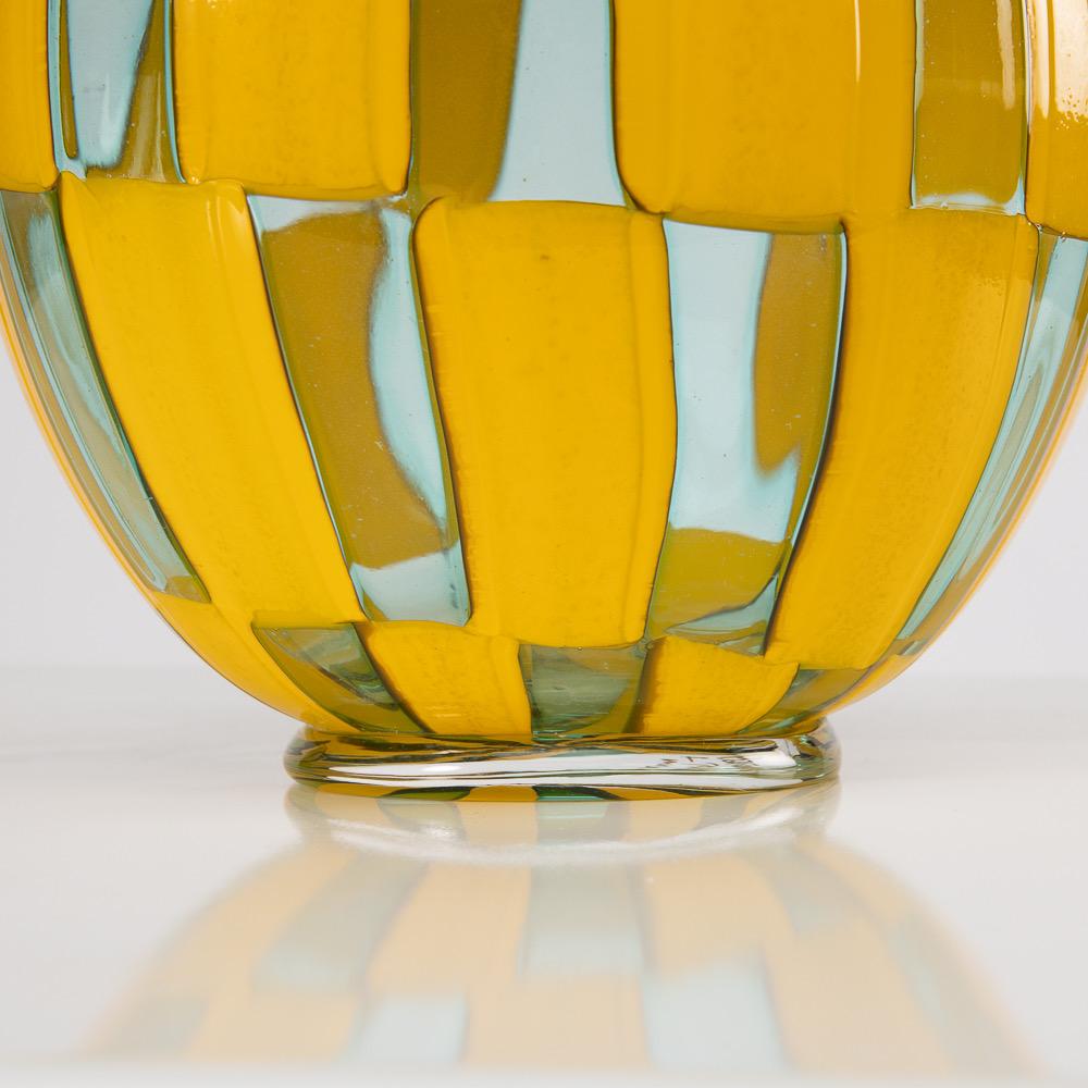 Modern Riquadri Vase Azur Yellow, Barovier e Toso For Sale
