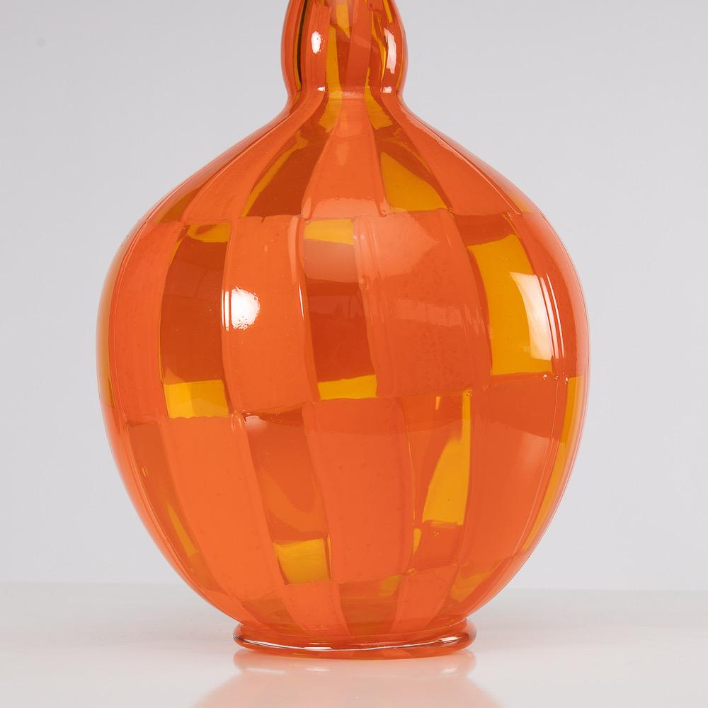Italian Riquadri Vase Clear and Opaque Orange, Barovier Et Toso For Sale