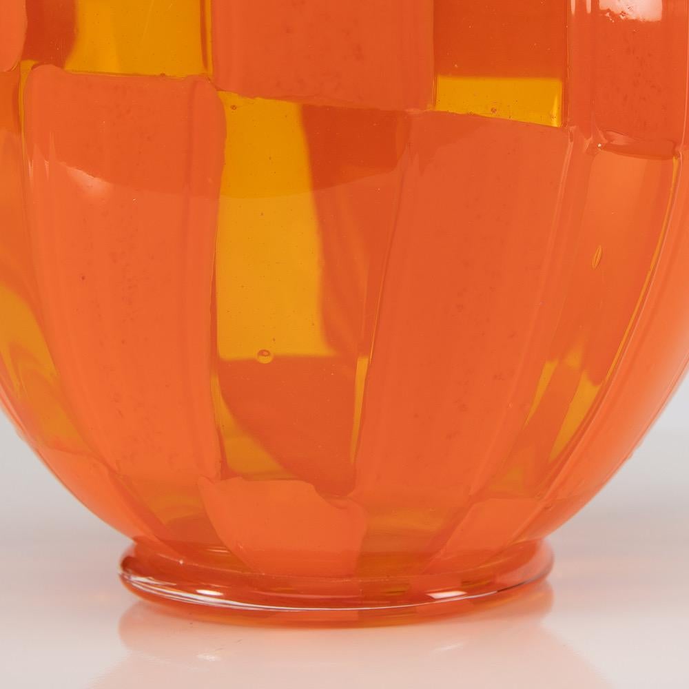 Late 20th Century Riquadri Vase Clear and Opaque Orange, Barovier Et Toso For Sale