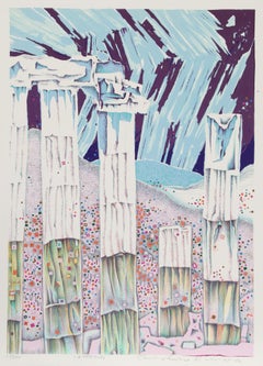 Atene, serigrafia impressionista astratta di Risaburo Kimura