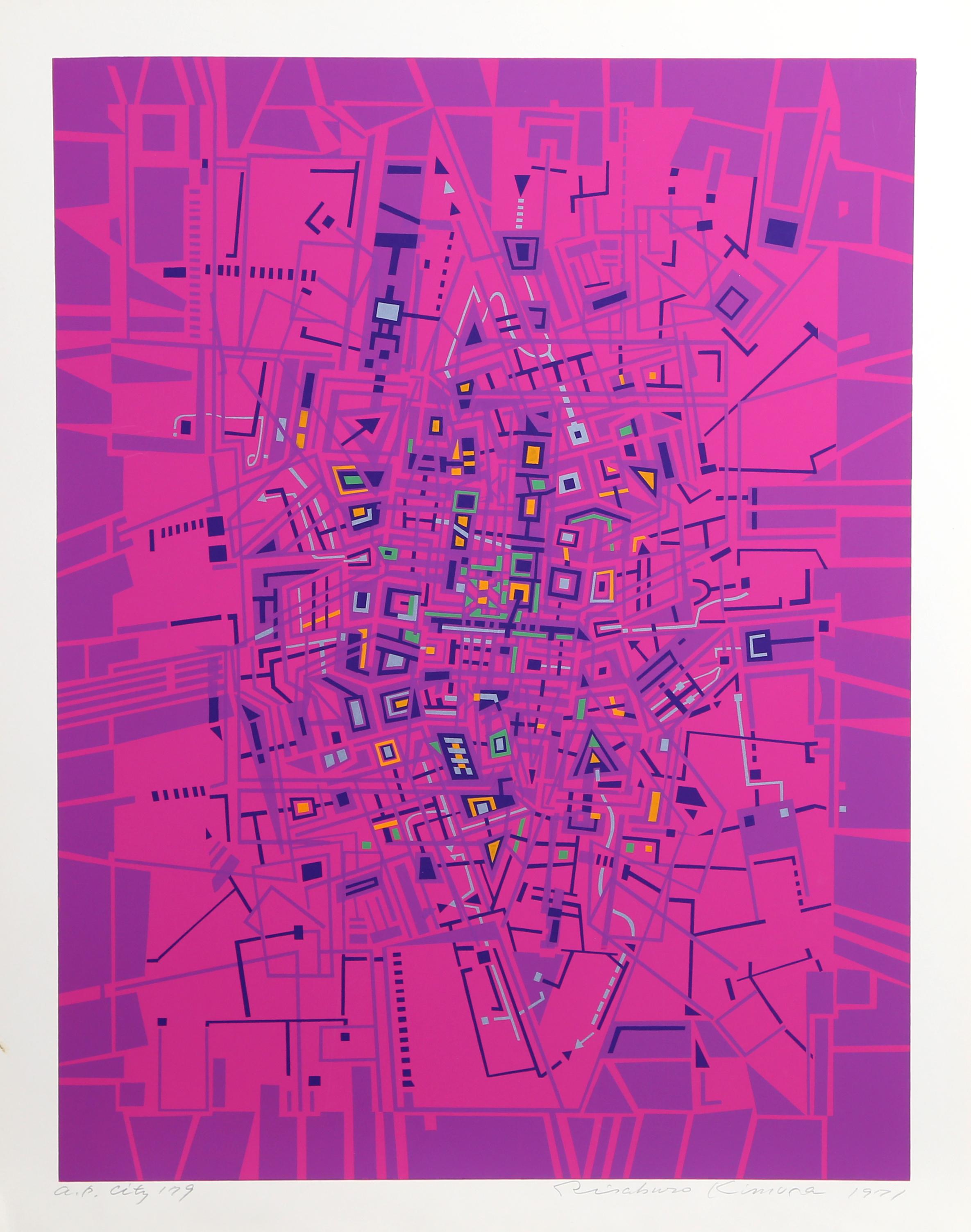 City 179, Geometric Serigraph by Risaburo Kimura