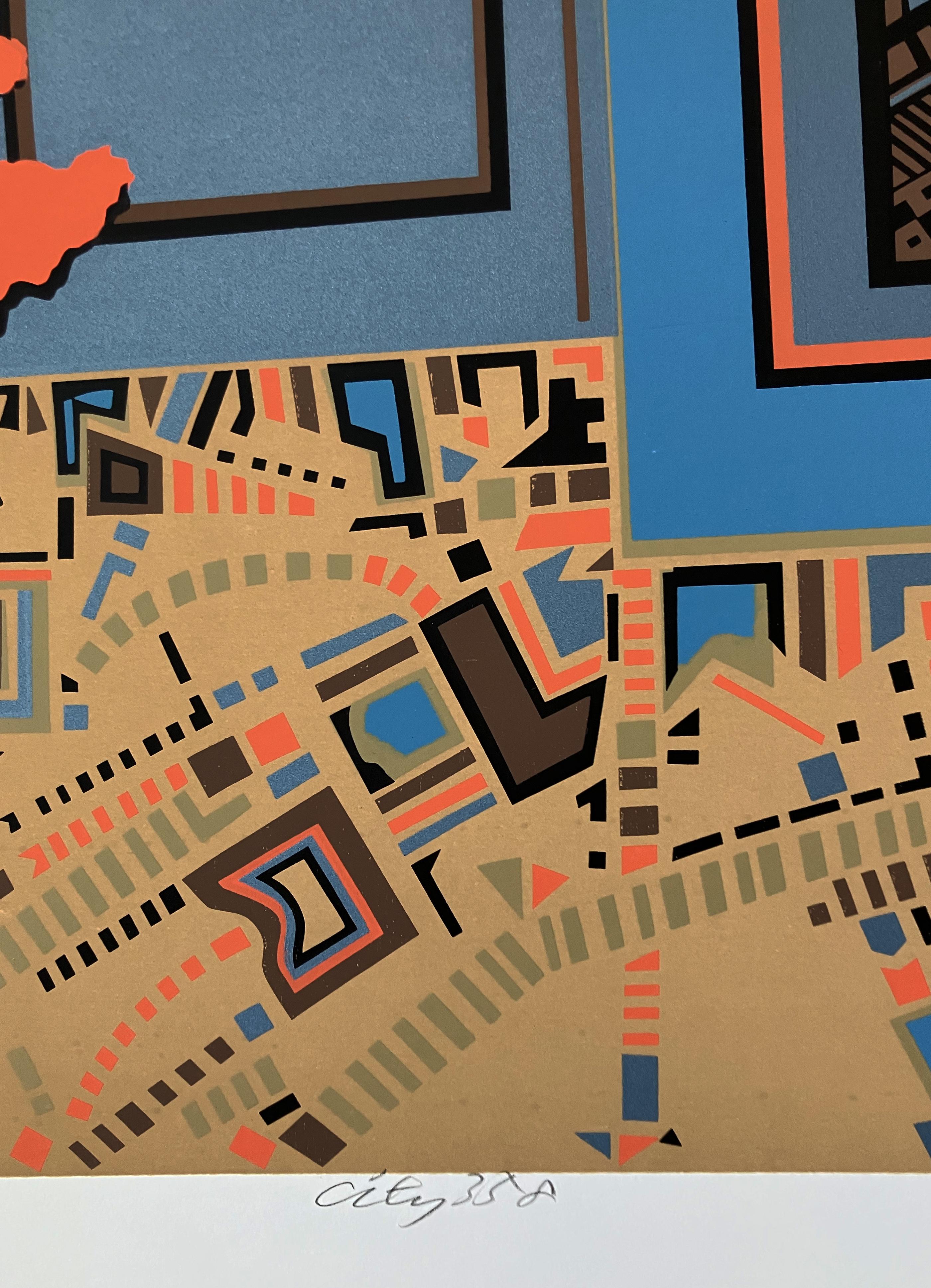 City 358 - Abstract Geometric Print by Risaburo Kimura