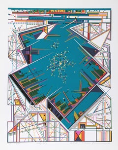 City 363, Geometric Screenprint by Risaburo Kimura
