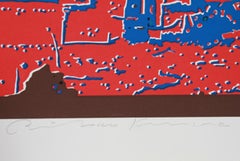 Stadt 367, Psychedelischer geometrischer Siebdruck von Risaburo Kimura