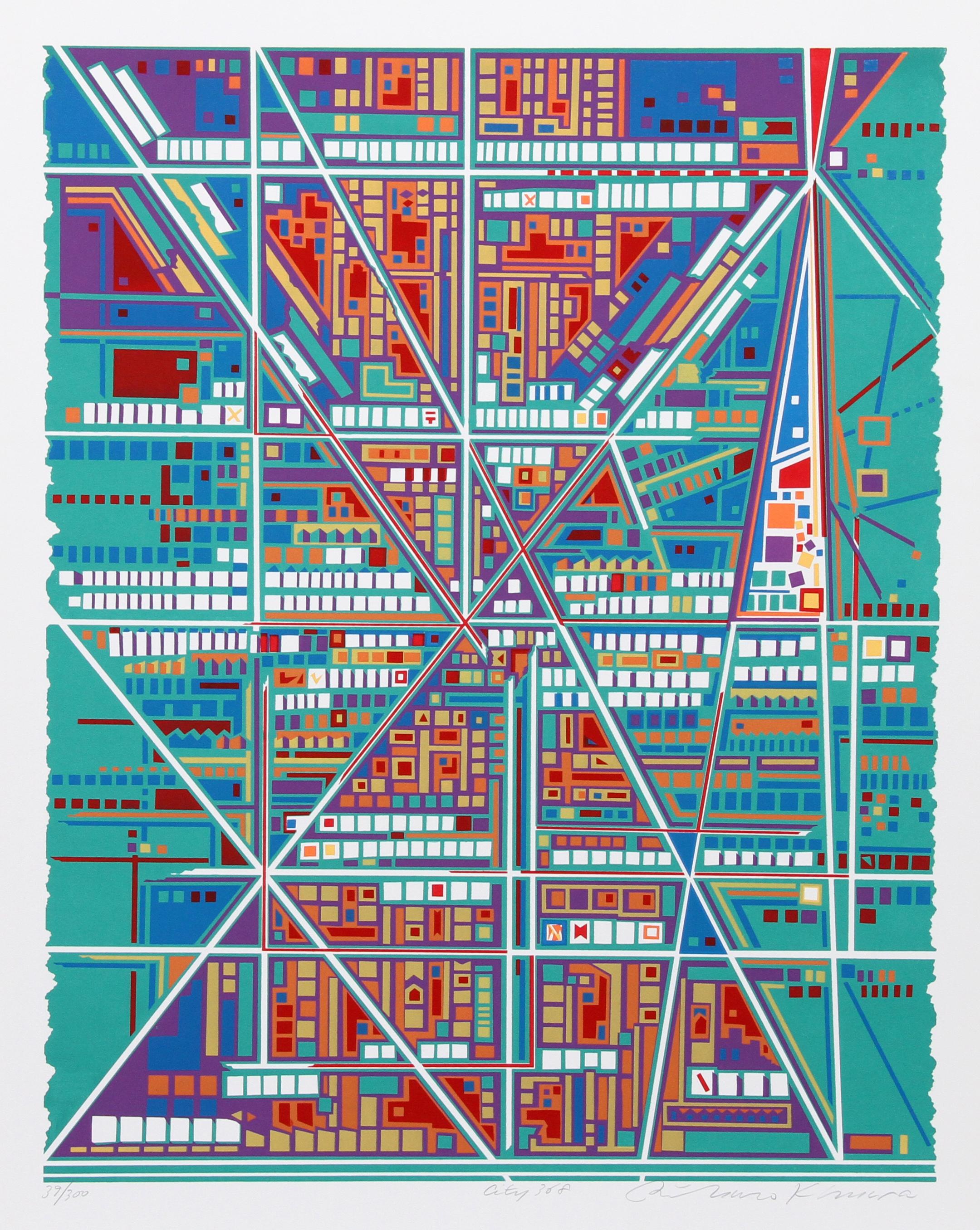 Artista:  Risaburo Kimura, giapponese (1924 - )
Titolo:  Città 368
Anno:  1971
Media:  Serigrafia, firmata e numerata a matita
Edizione:  300
Dimensioni dell'immagine:  25 x 20 pollici
Dimensioni:  29 pollici x 23 pollici (73,66 cm x 58,42 cm)