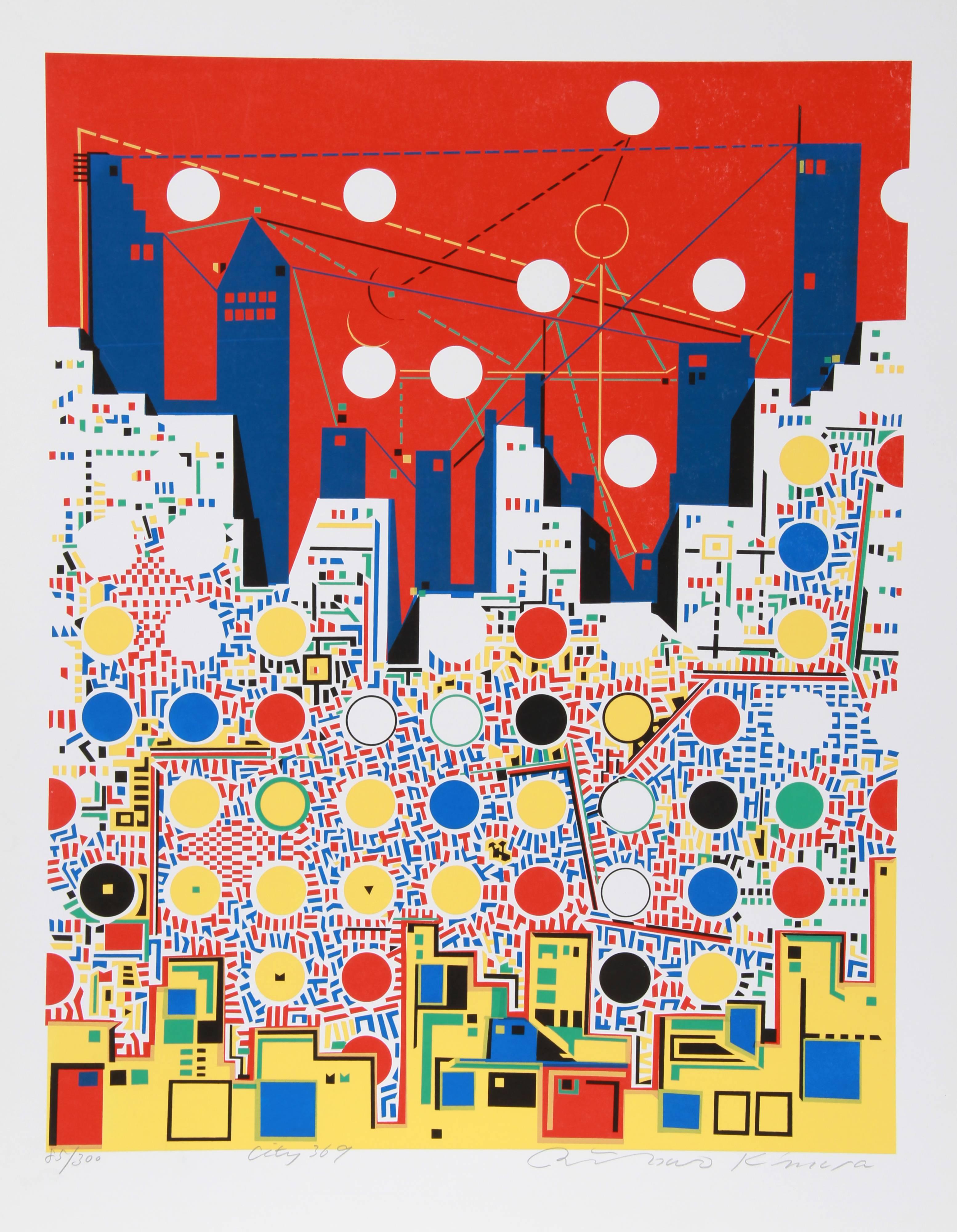 Risaburo Kimura Abstract Print - City 369, Silkscreen by Kimura