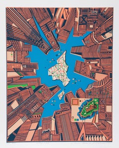 City 378, Siebdruck von Risaburo Kimura