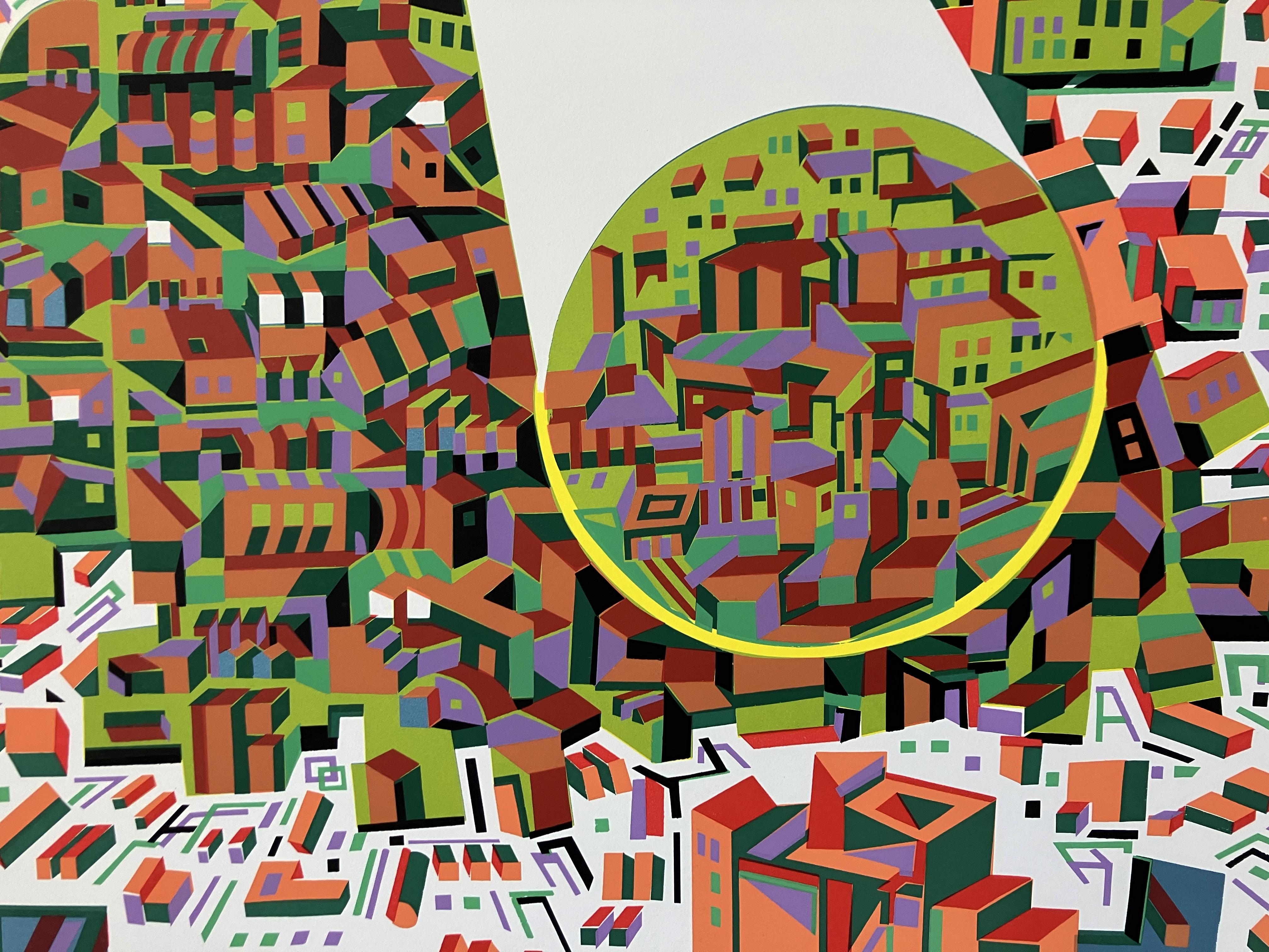 City 381 - Abstract Geometric Print by Risaburo Kimura
