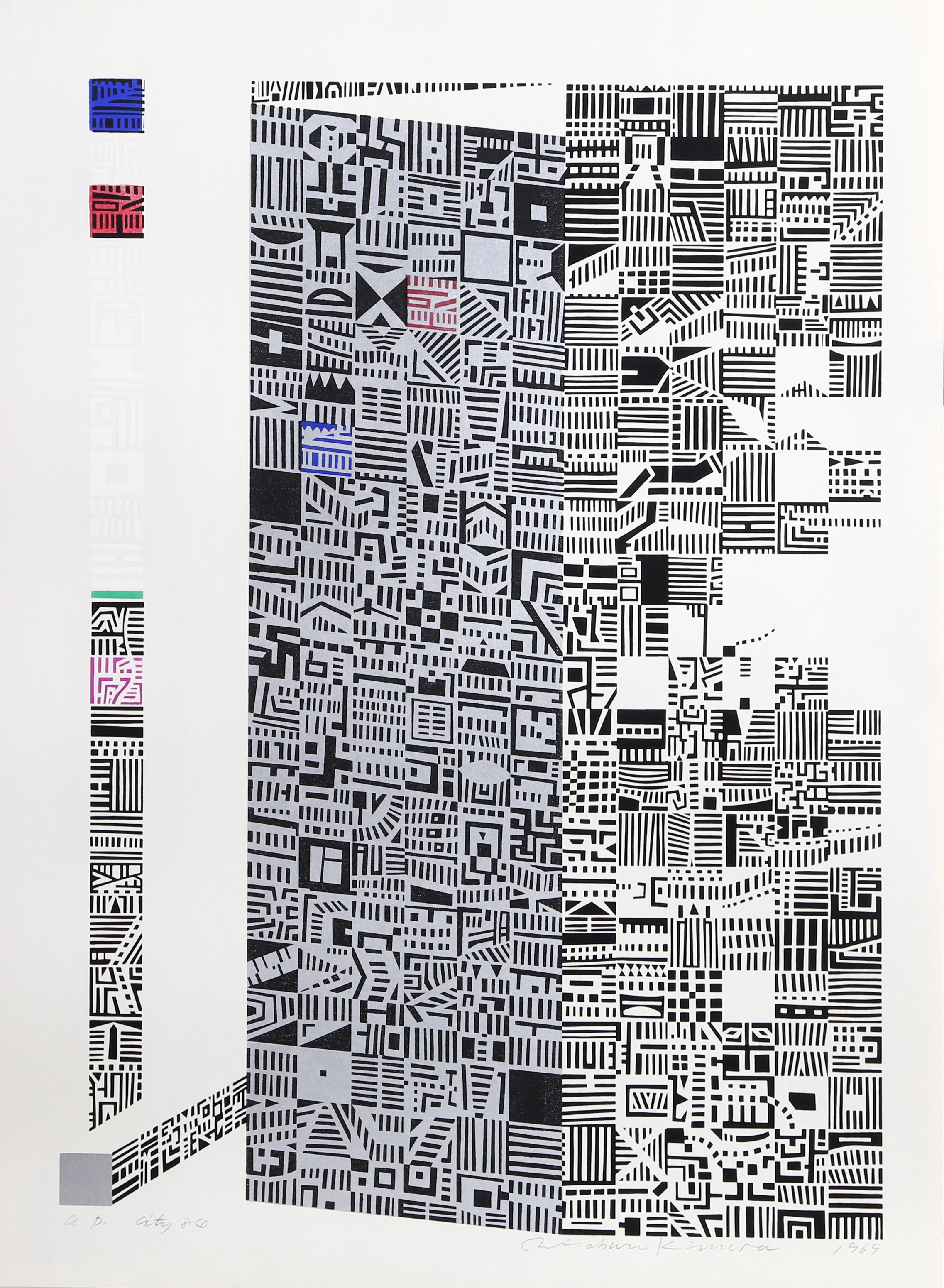 Artista: Risaburo Kimura, giapponese (1924 - )
Titolo: Città 84
Anno: 1968
Medio: Serigrafia, firmato a matita
Edizione: AP
Dimensioni: 25 x 19 pollici (63,5 x 48,26 cm)
