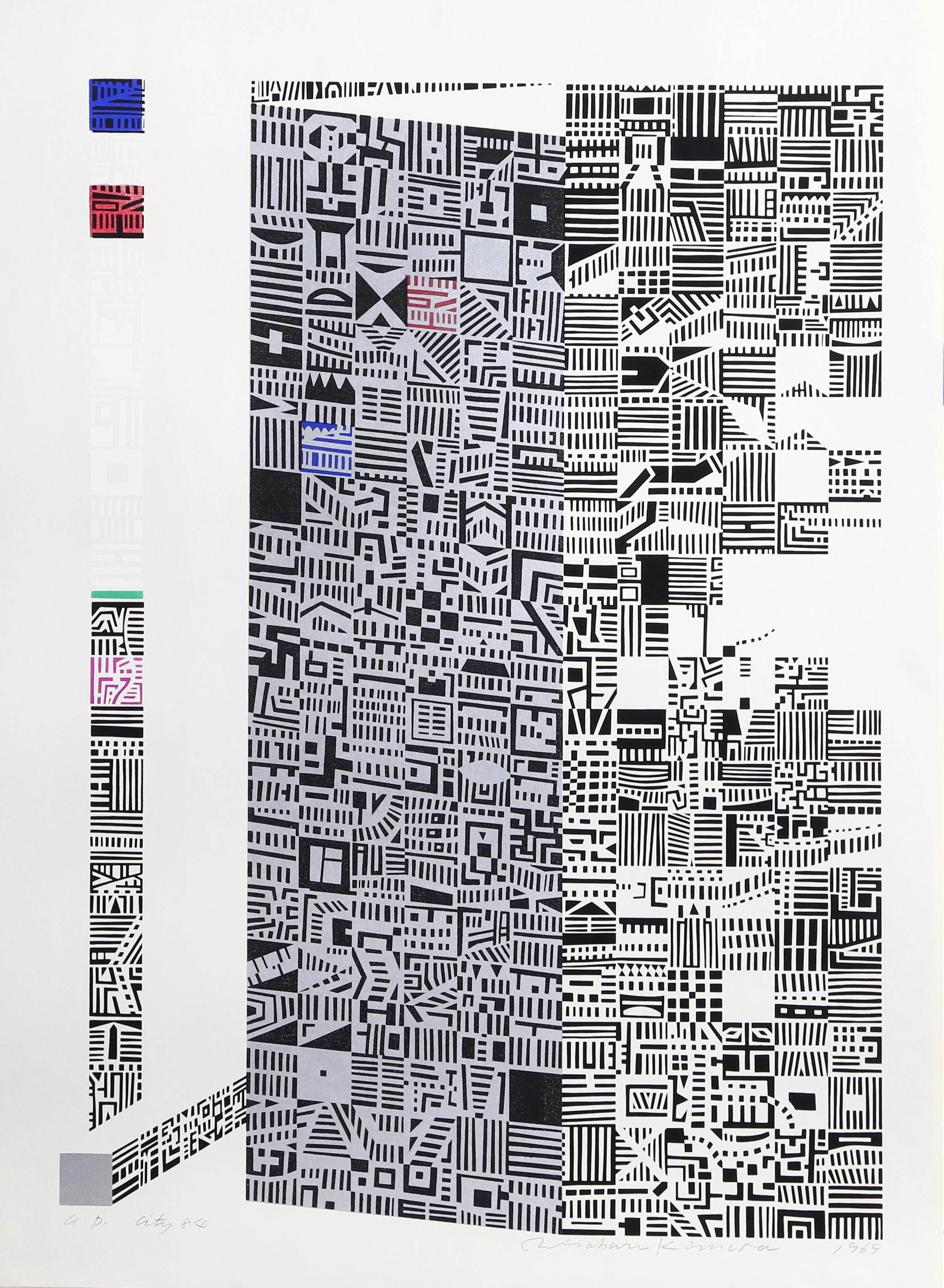 City 84, Geometric Serigraph by Risaburo Kimura