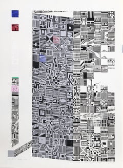 Stadt 84, Geometrische Serigraphie von Risaburo Kimura