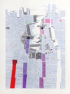 City 85, serigrafia geometrica di Risaburo Kimura