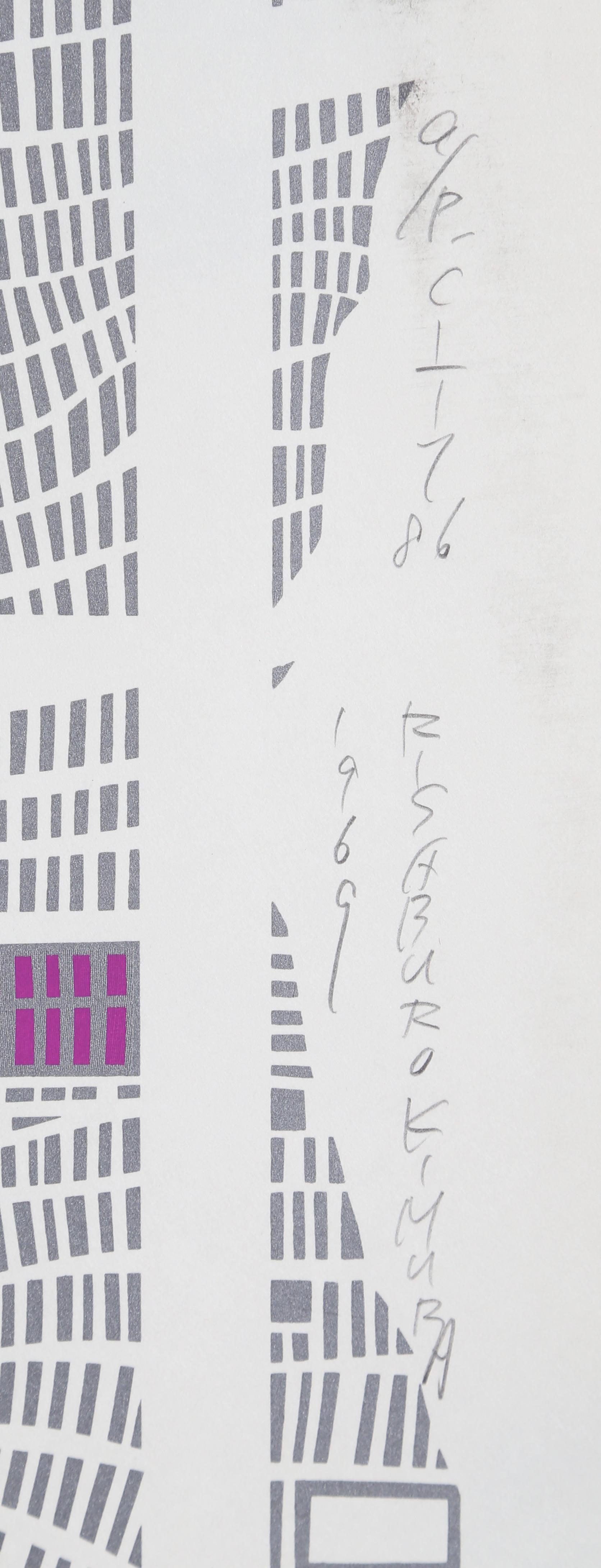 Stadt 86, Geometrische Serigraphie von Risaburo Kimura im Angebot 1