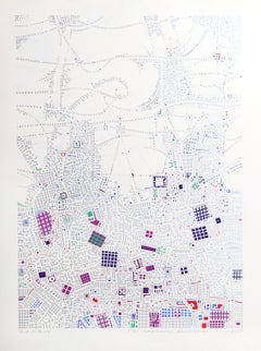 Sérigraphie géométrique de Risaburo Kimura, City 87