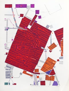 Stadt 88, Geometrische Serigraphie von Risaburo Kimura