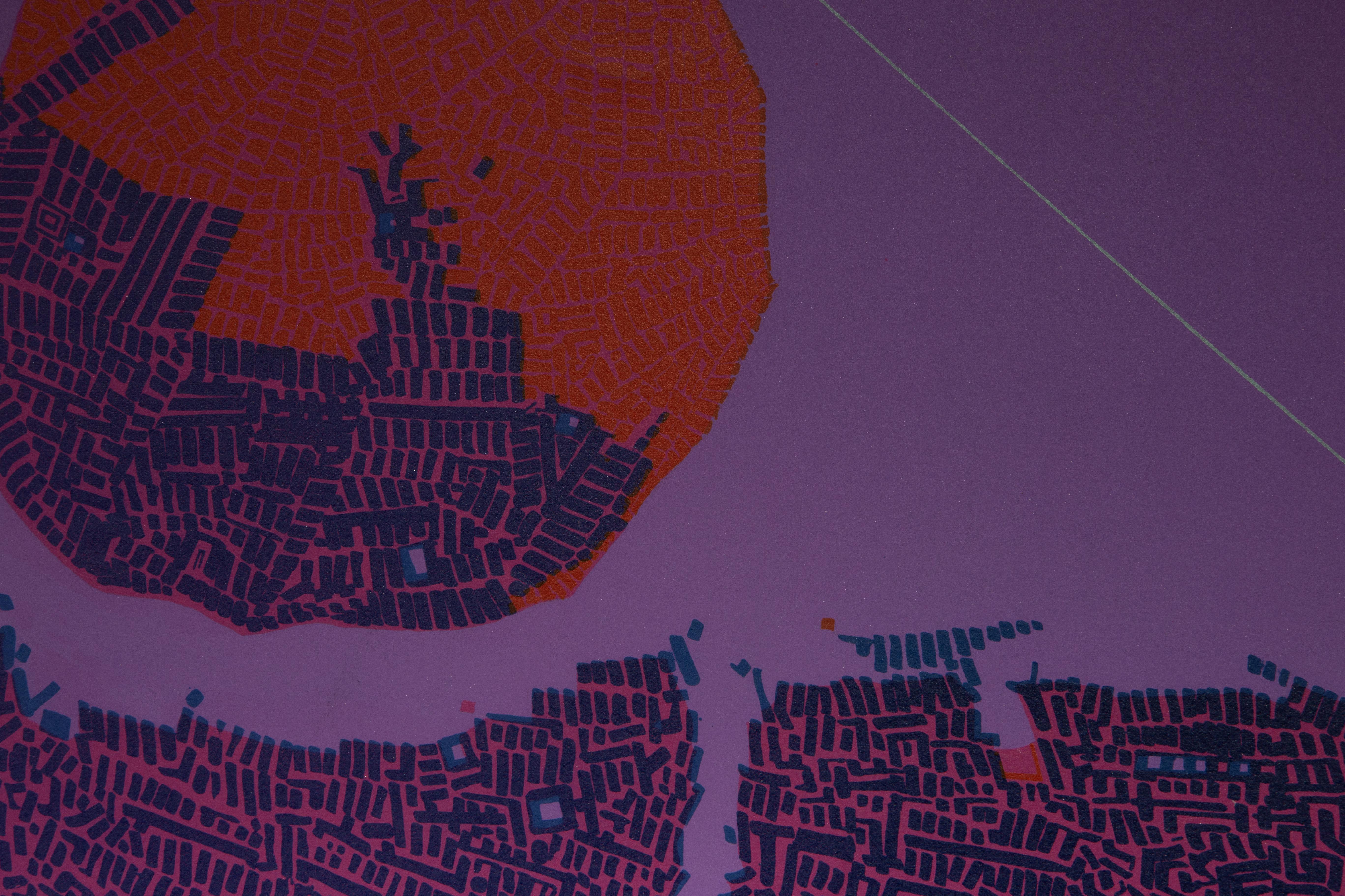 Night City, Abstract Geometric Screenprint by Risaburo Kimura For Sale 2