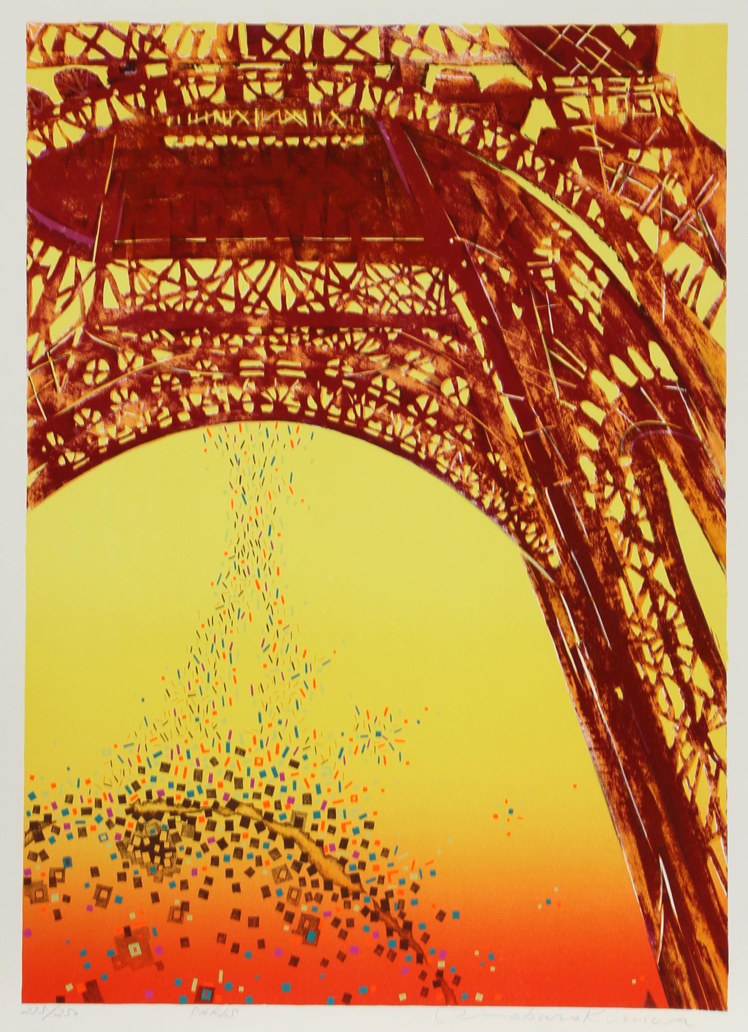 Artist: Risaburo Kimura, Japanese (1924 - )
Title: Paris
Year: 1973
Medium: Silkscreen on BFK Rives, Signed, titled and numbered in pencil
Edition: 250, AP 20
Size: 30 in. x 22 in. (76.2 cm x 55.88 cm)

Printer: Shorewood Atelier
Publisher: