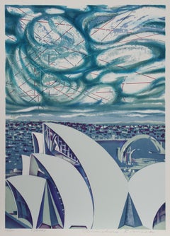 Sérigraphie en soie de Risaburo Kimura pour Sydney, 1973