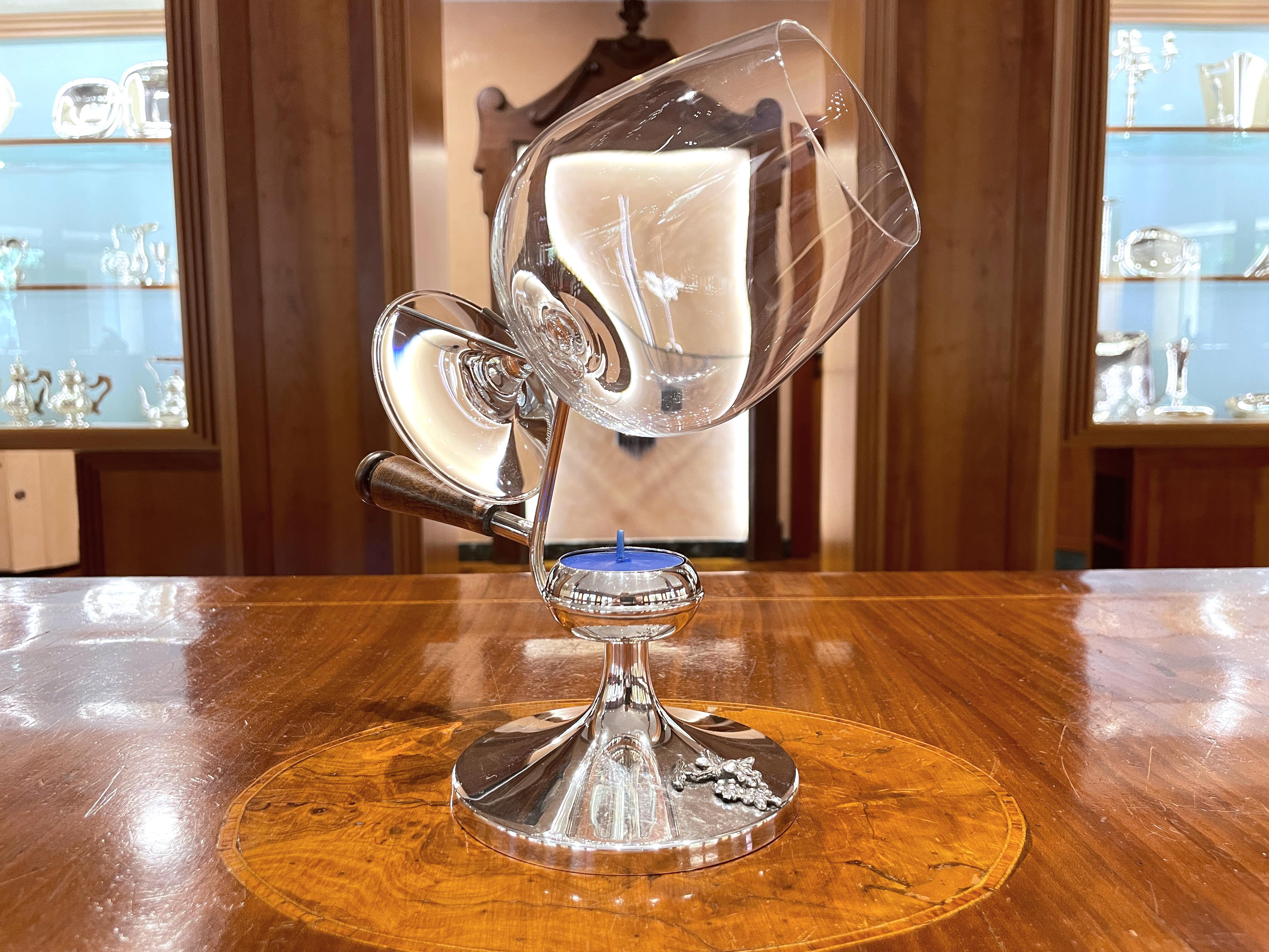 Cognac and brandy heater in 925 sterling silver For Sale 5