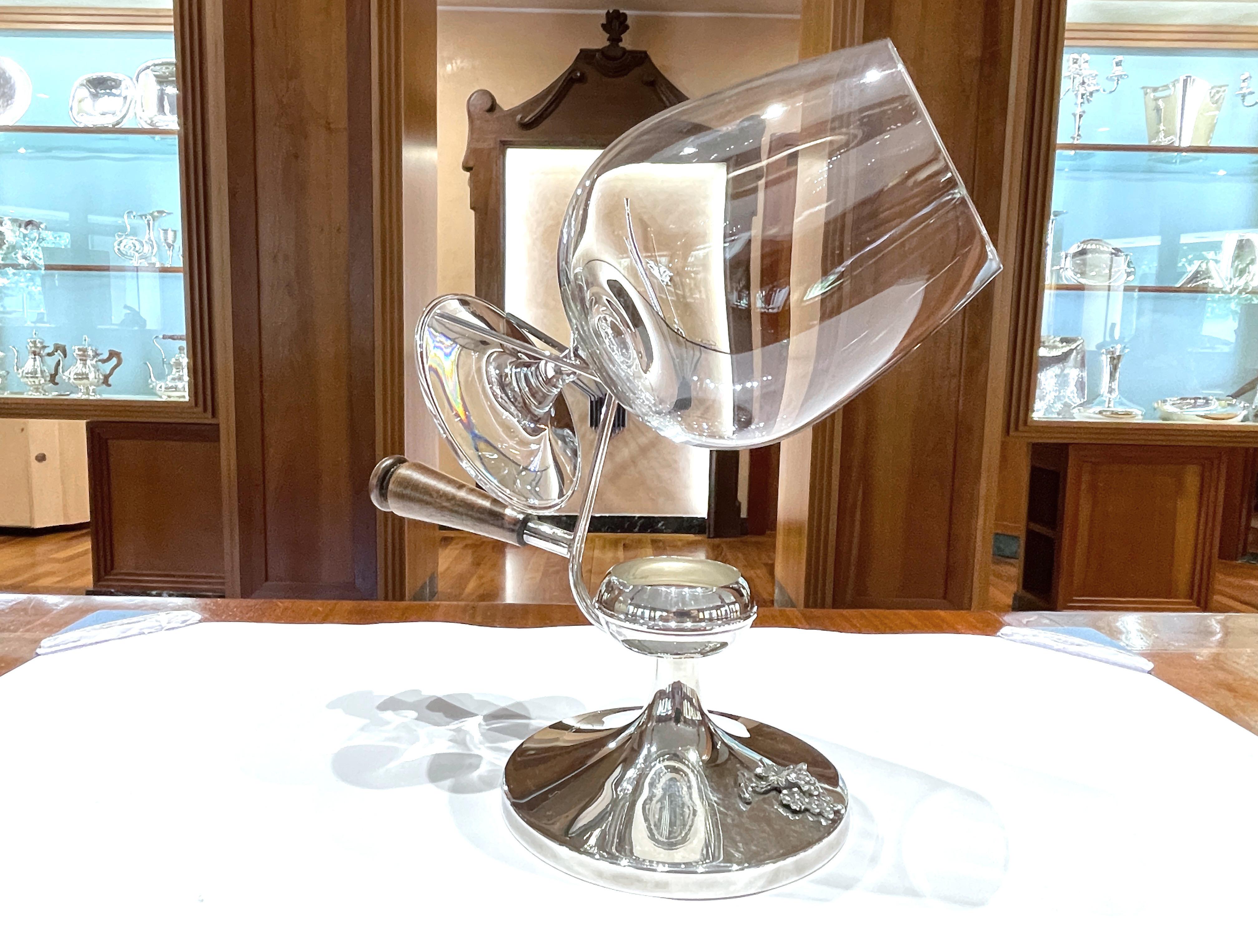 Cognac and brandy heater in 925 sterling silver In New Condition For Sale In Perugia, IT