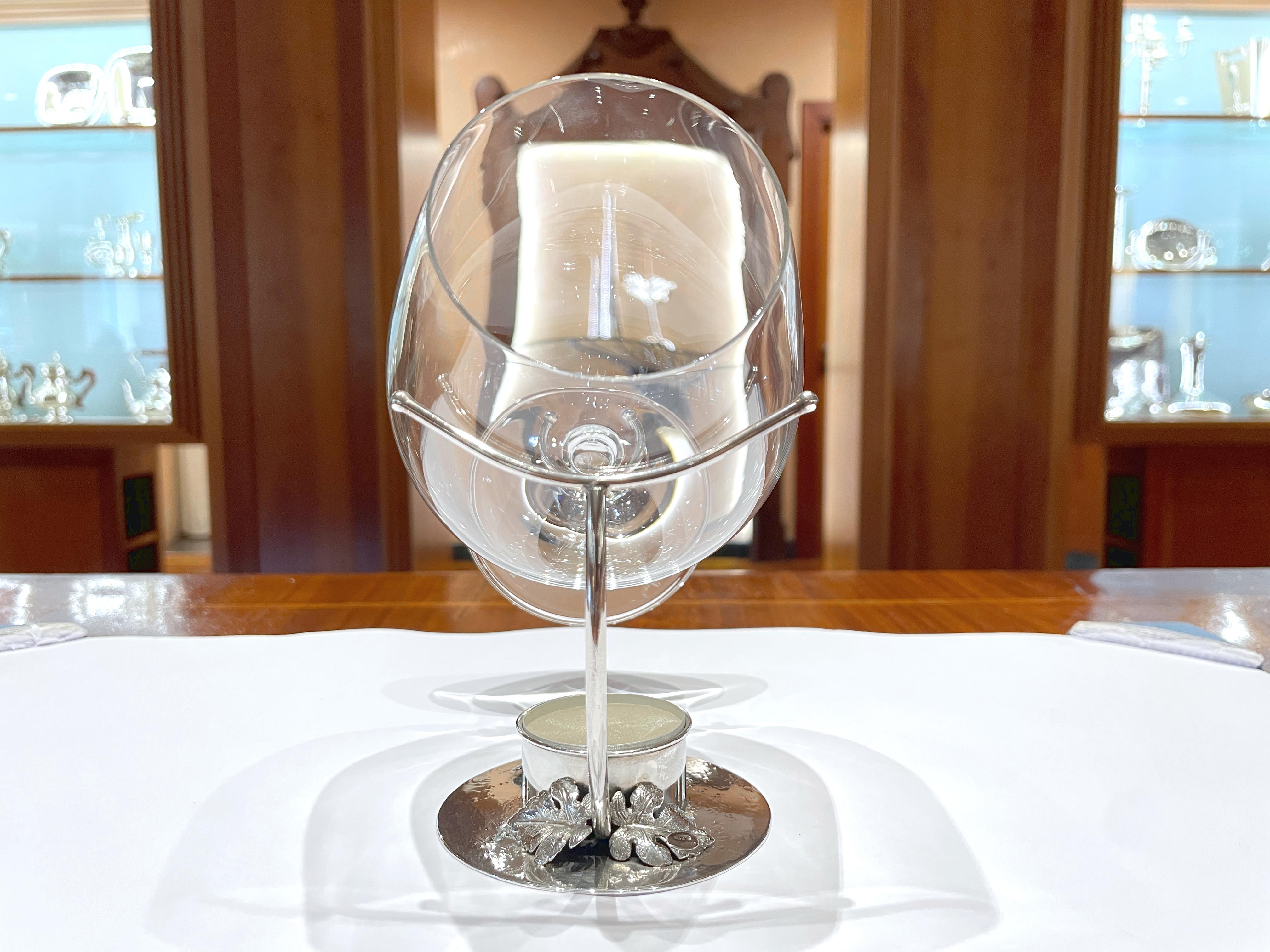 Women's or Men's Cognac and brandy heater in 925 sterling silver For Sale