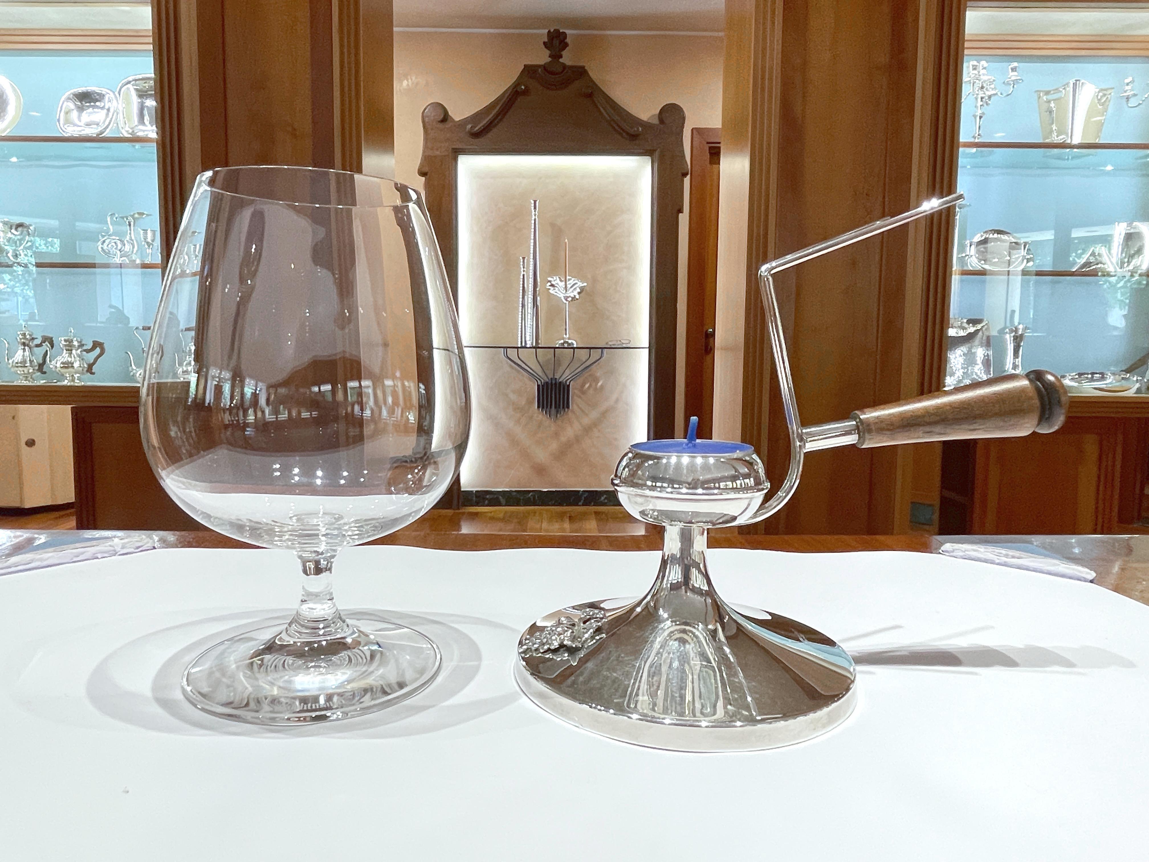 Cognac and brandy heater in 925 sterling silver For Sale 1