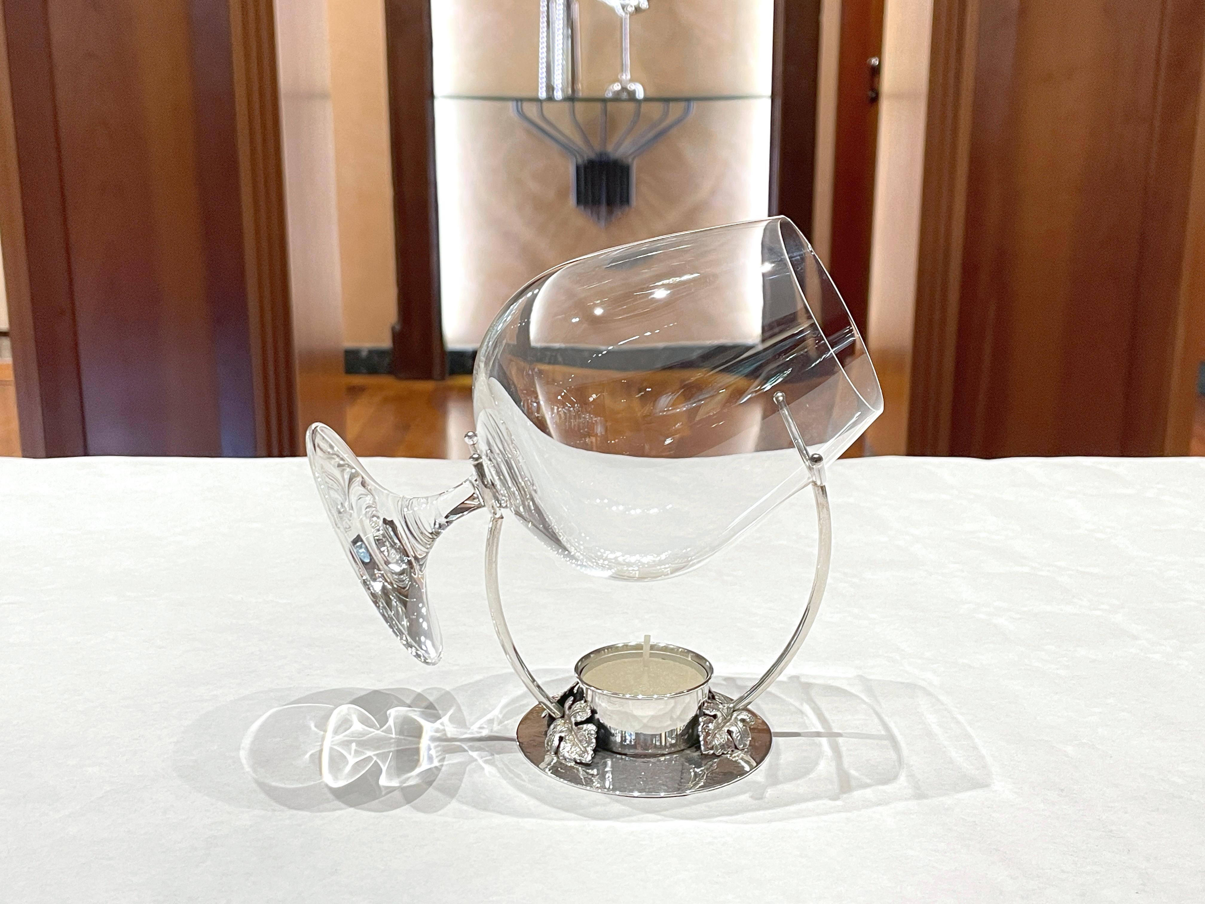 Cognac and brandy heater in 925 sterling silver For Sale 1