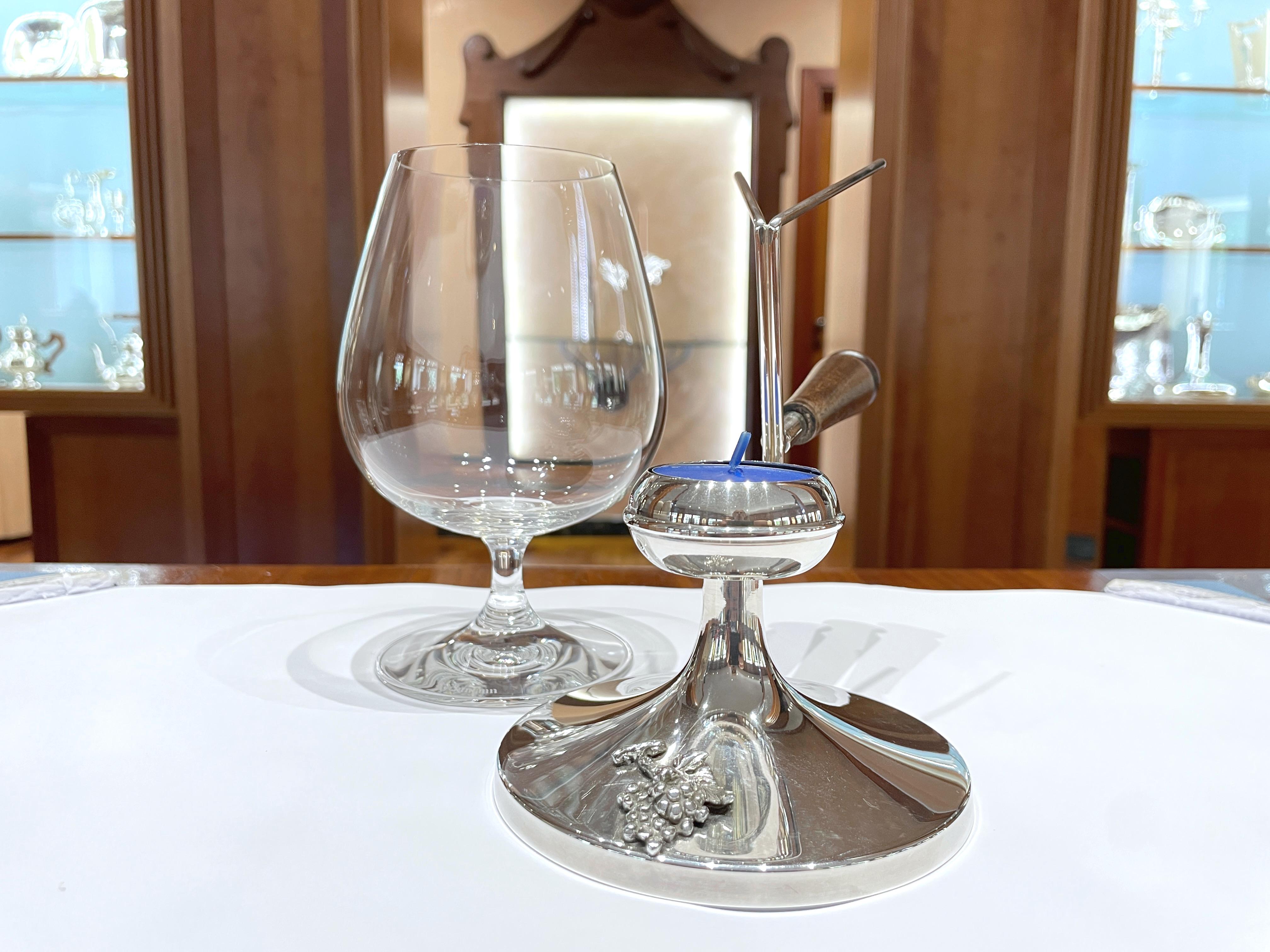 Cognac and brandy heater in 925 sterling silver For Sale 2
