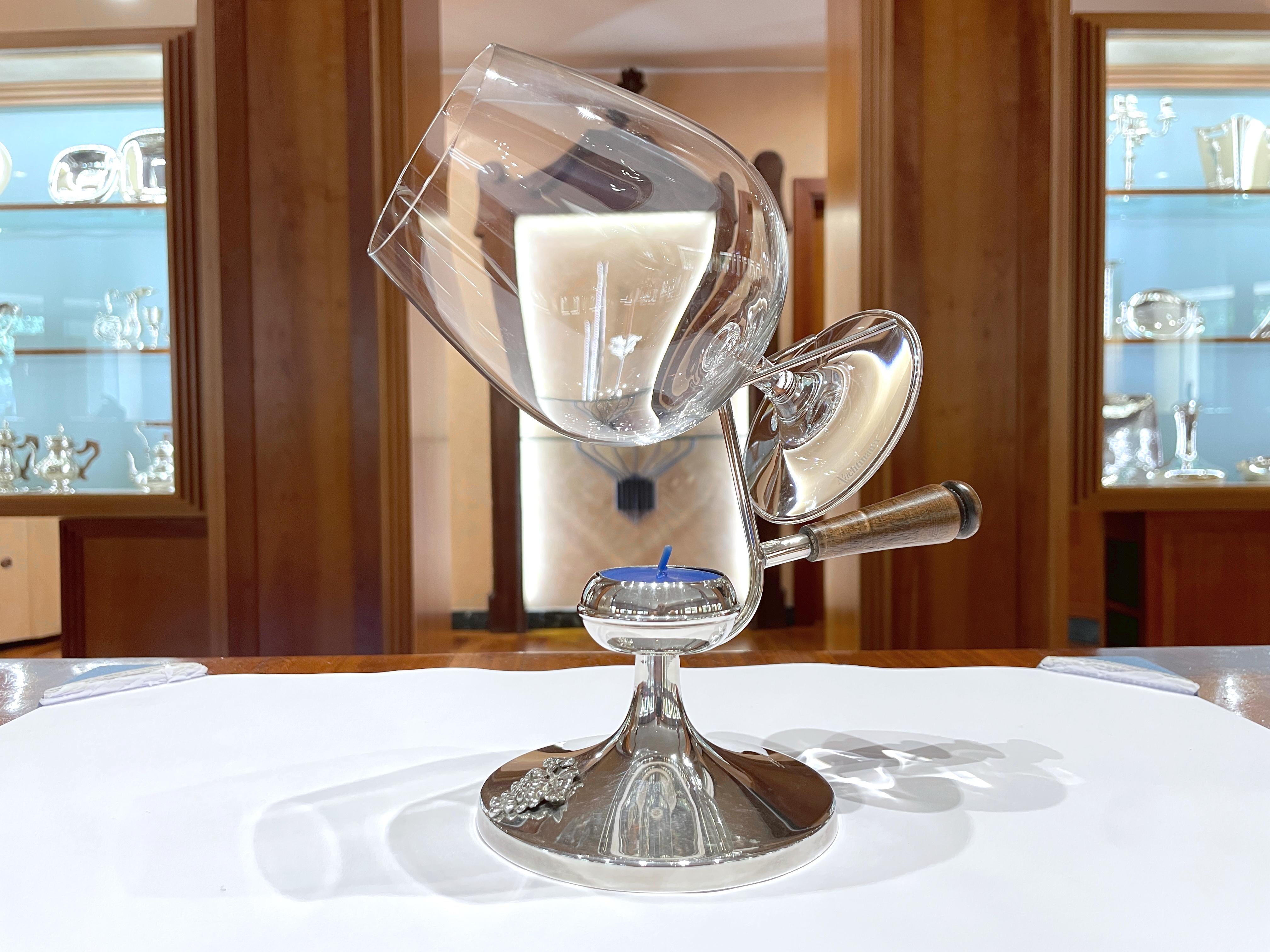 Cognac and brandy heater in 925 sterling silver For Sale 3