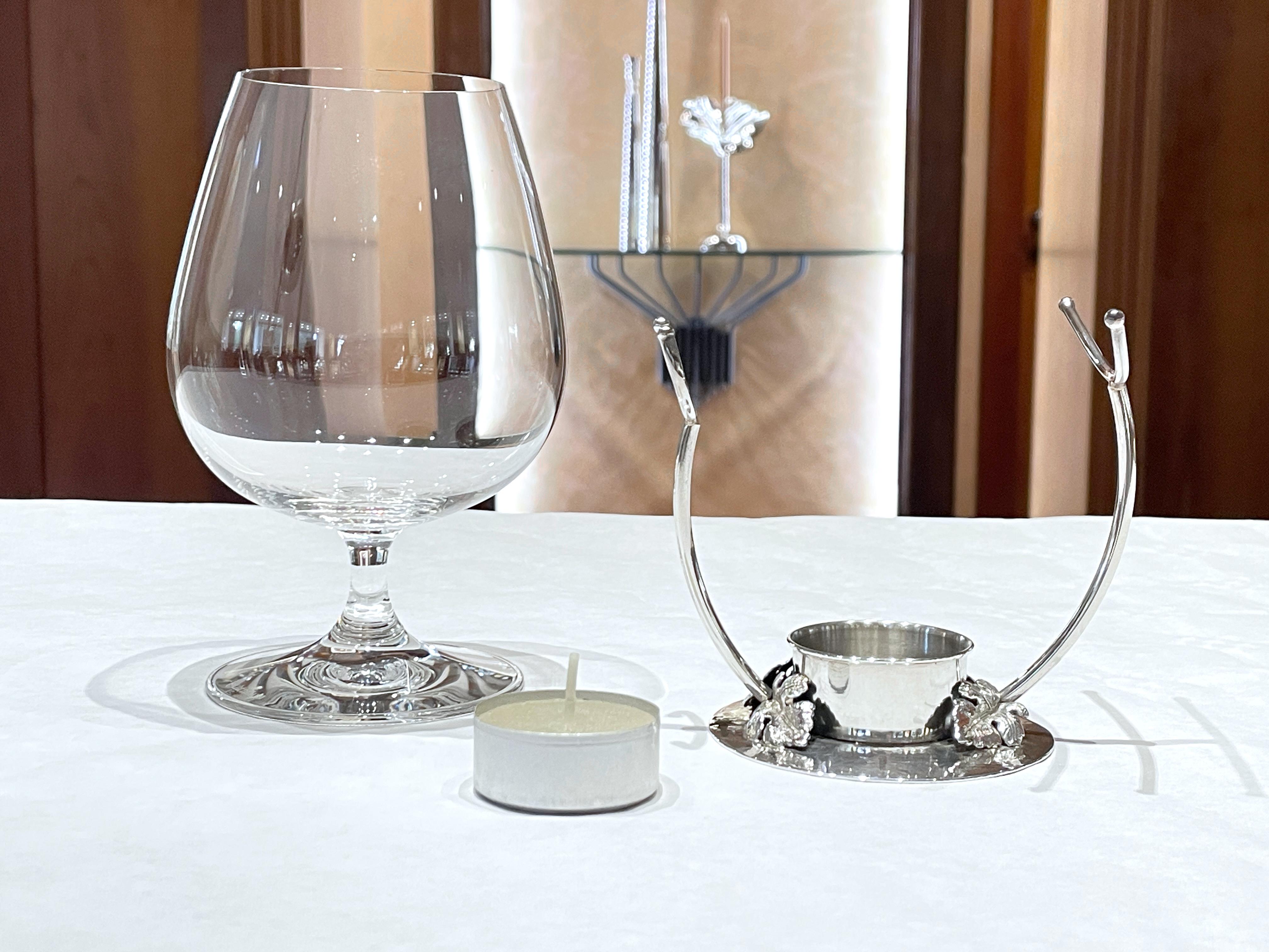 Cognac and brandy heater in 925 sterling silver For Sale 3