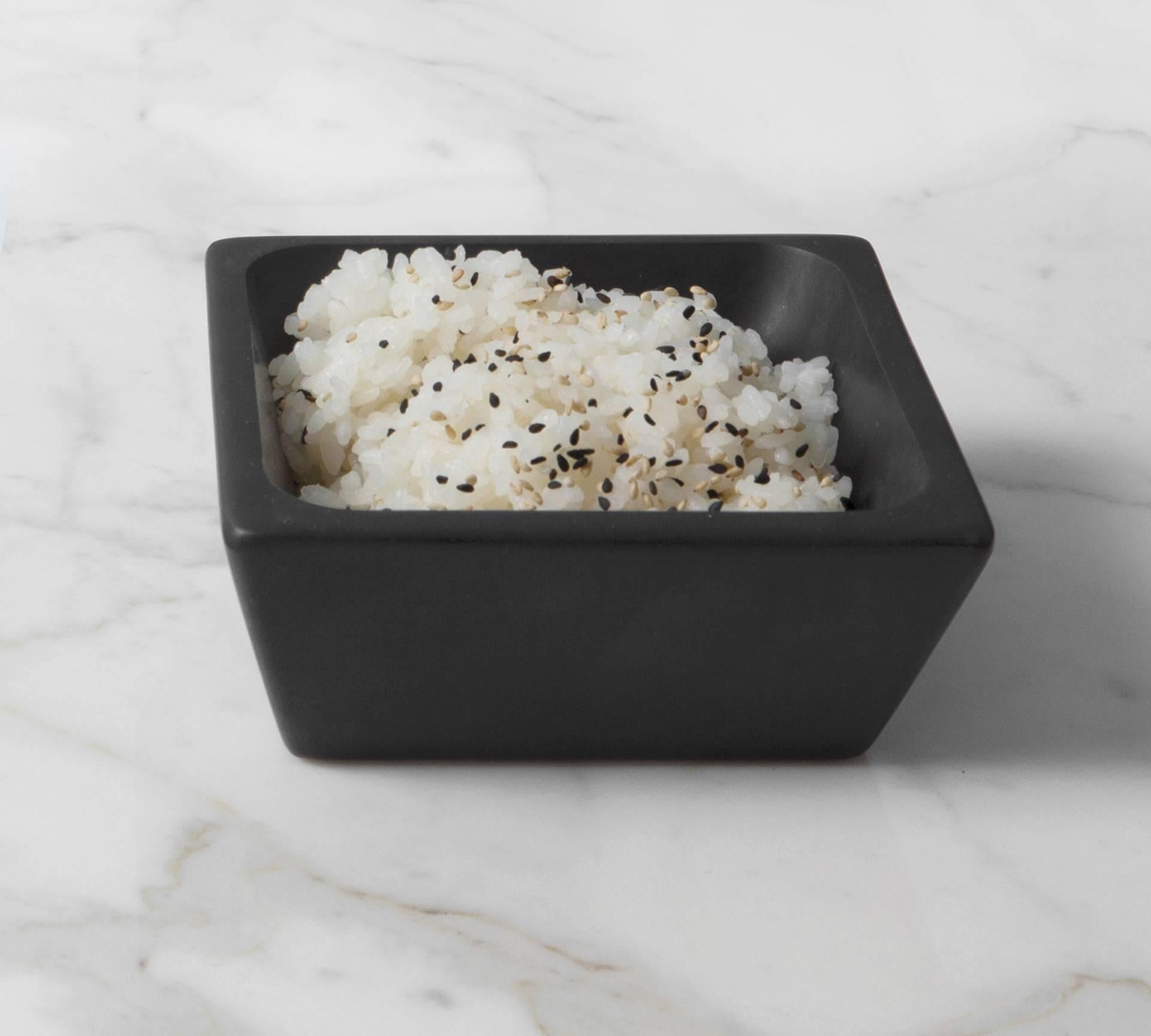 Italian New Modern Rice Bowl in Black Marquina Marble Creator Ivan Colominas For Sale