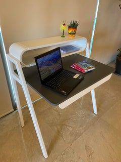 21st Century Modern Handmade Desk in White and Laminated top by Amani Saad.