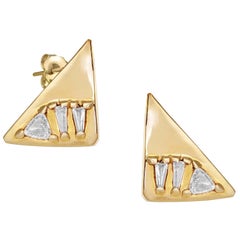 Rise Earrings Triangle Trillion Baguette Earrings by Corvo Jewelry