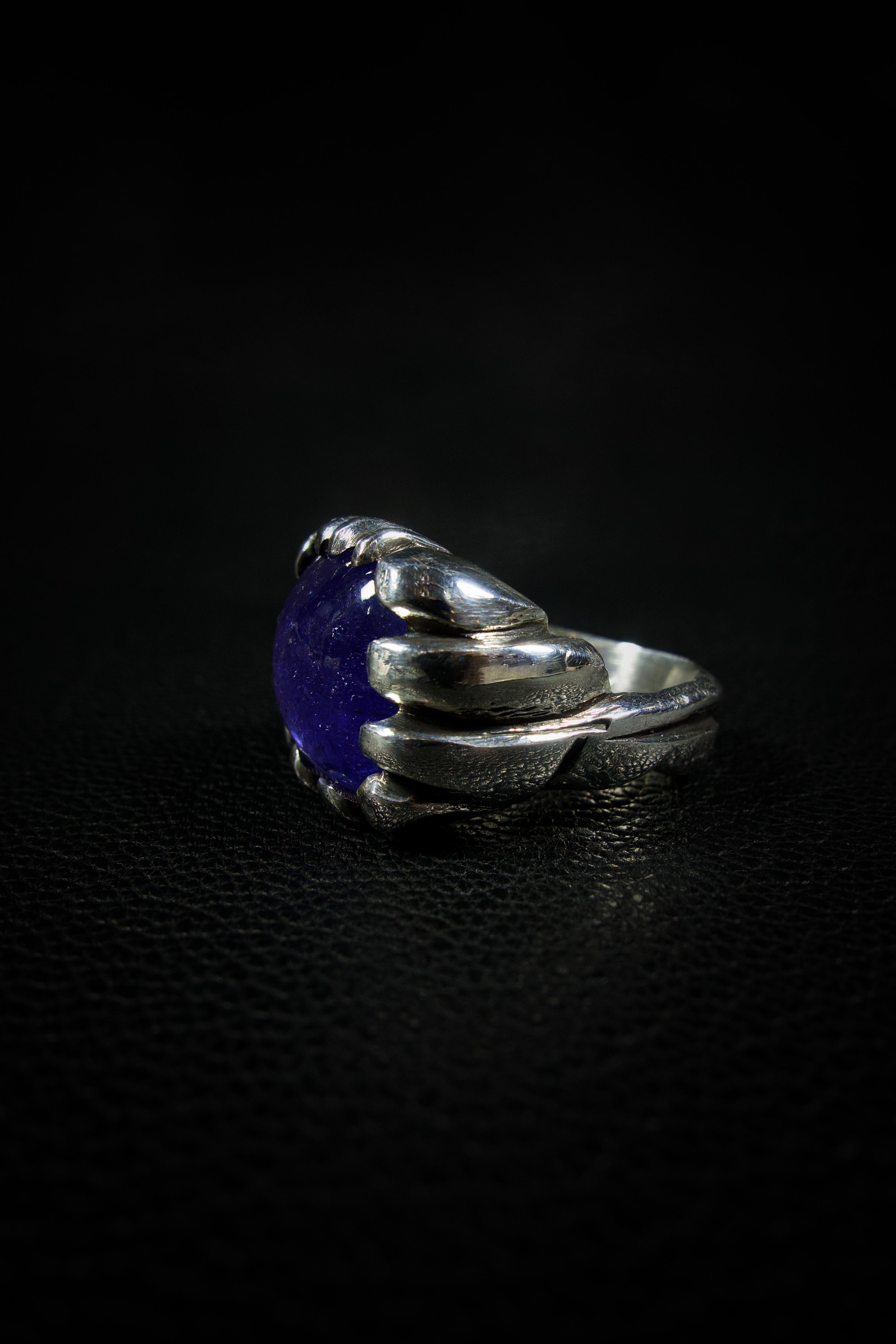Cabochon  Rise (Tanzanite, Sterling Silver Ring) by Ken Fury