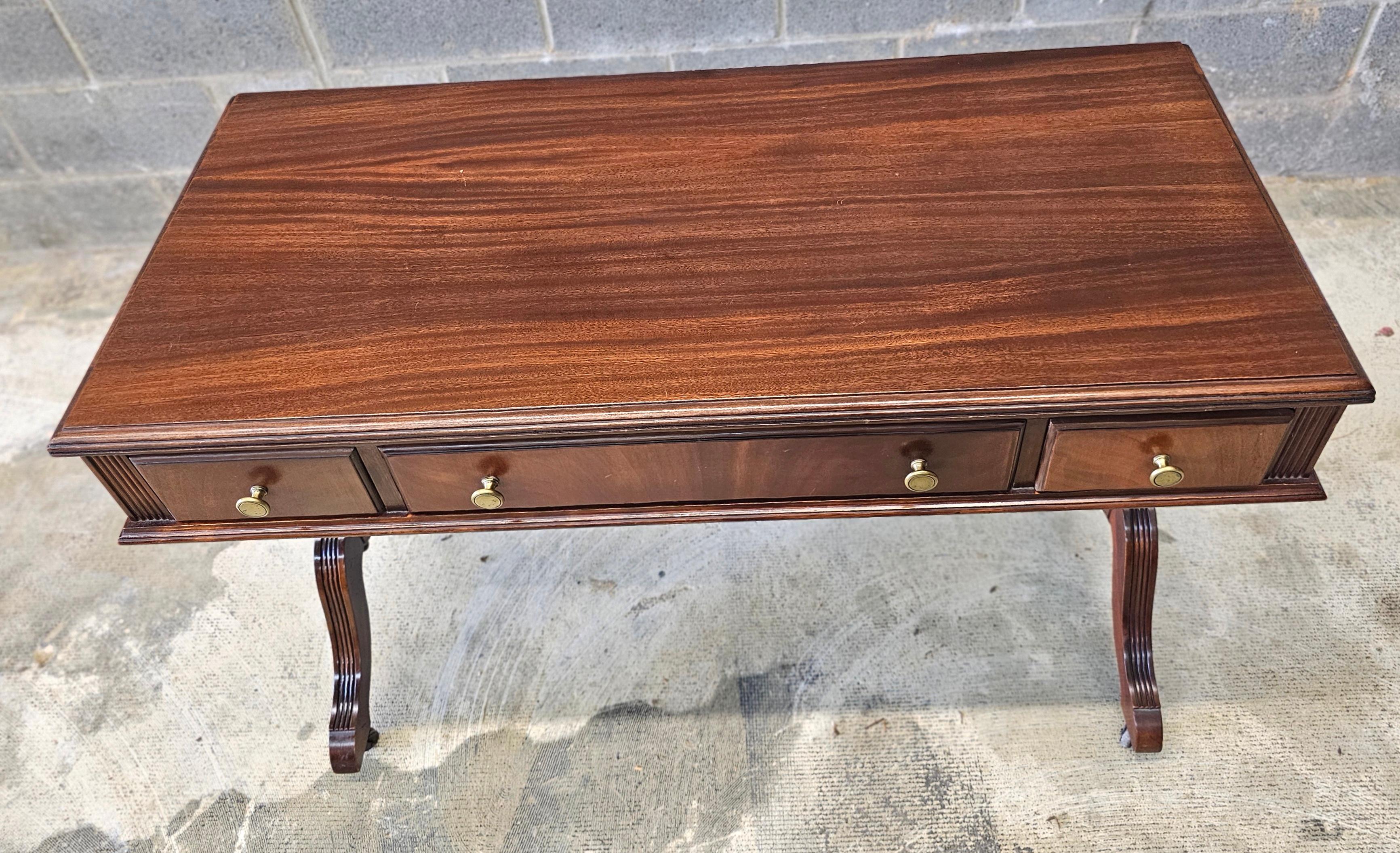 Rishel Furniture Mahogany Rolling Stretcher Mirrored Vanity Dressing Table 2